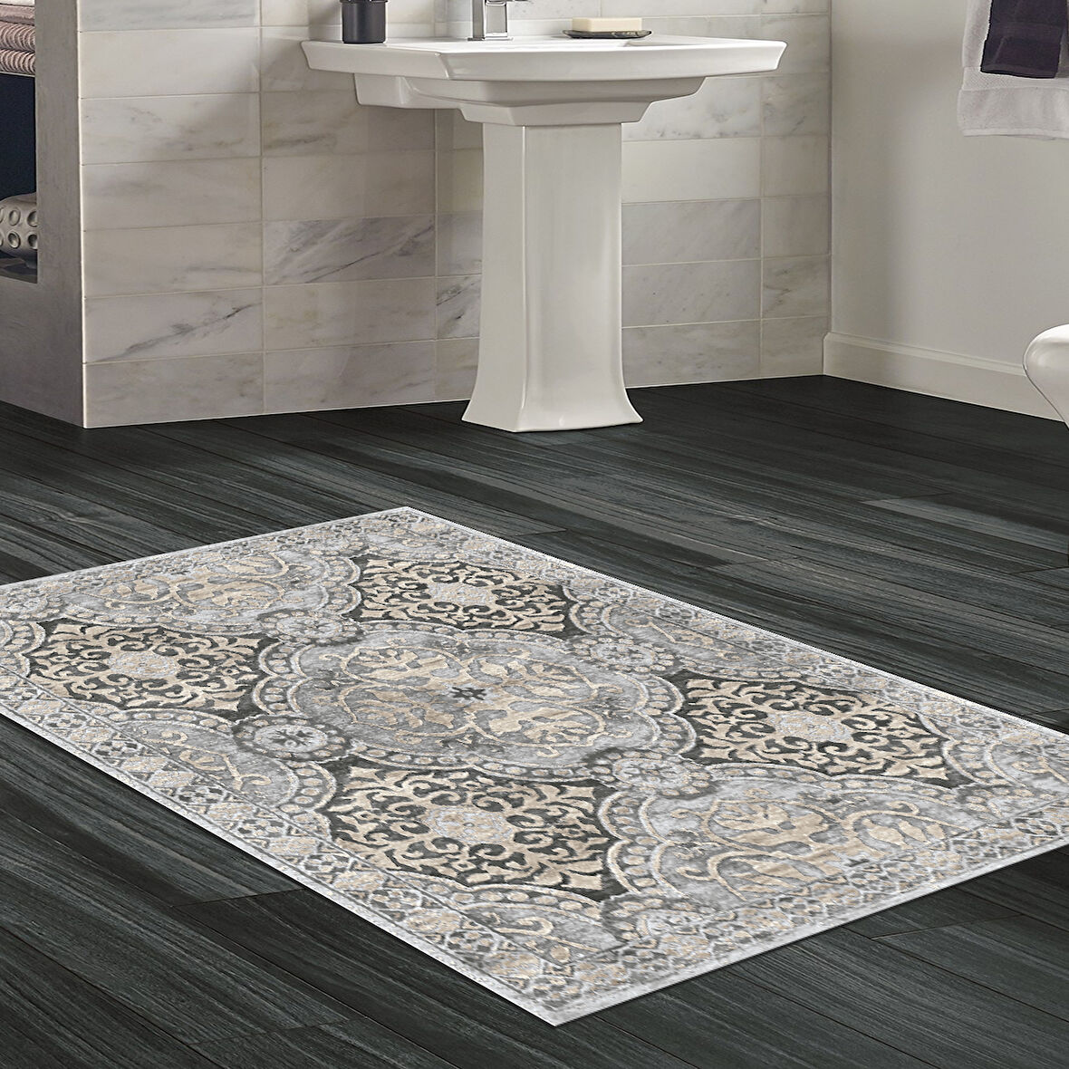 Dekoreko Kaymaz Taban Djt Banyo Halısı Star Pamuk Modern 659M