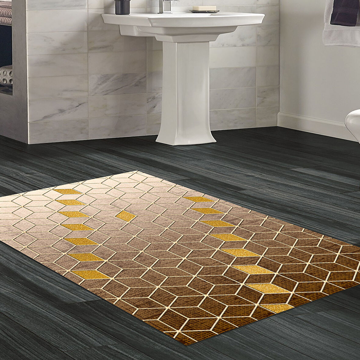 Dekoreko Kaymaz Taban Djt Banyo Halısı Star Pamuk Modern 719