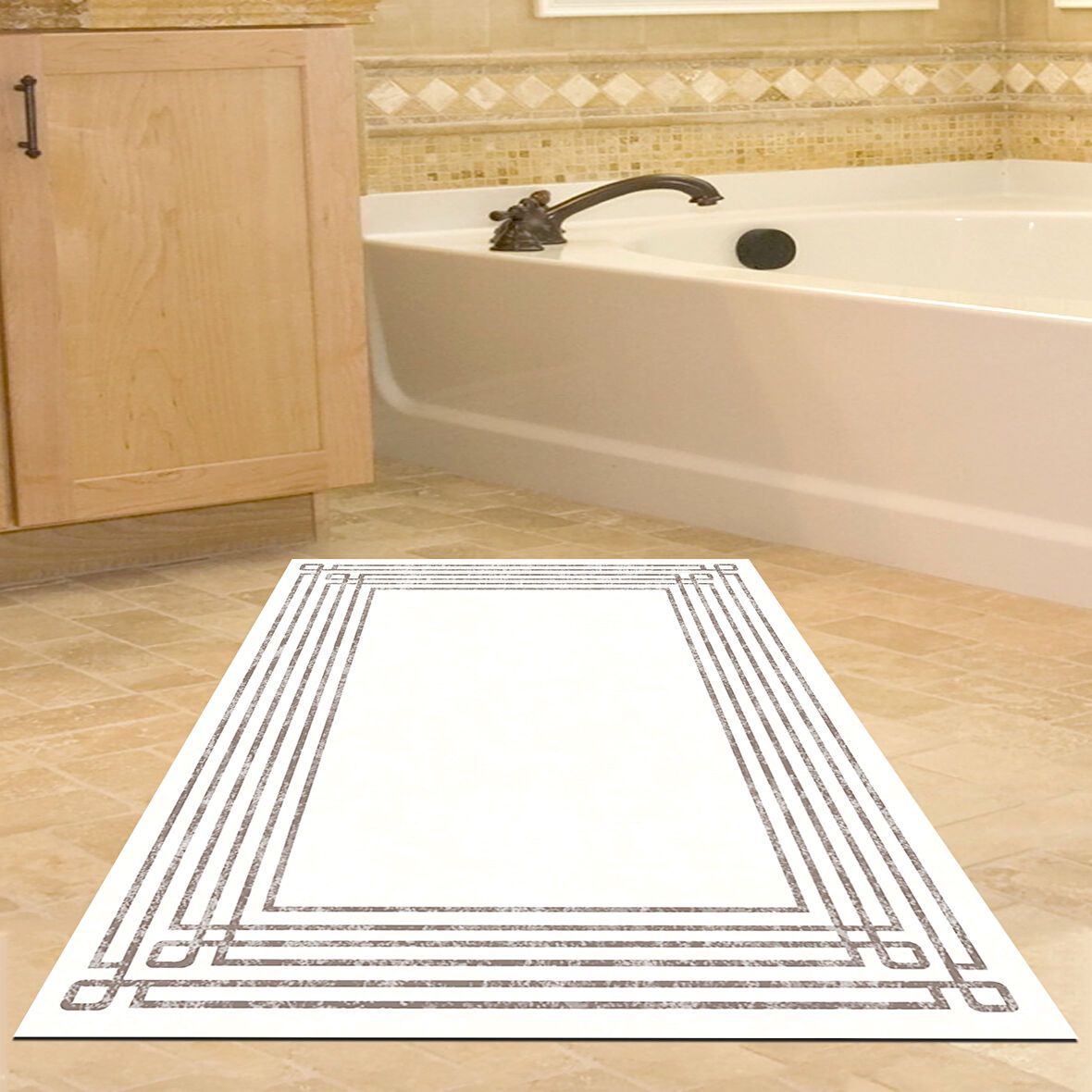 Dekoreko Kaymaz Taban Djt Banyo Halısı Star Pamuk Modern M5142