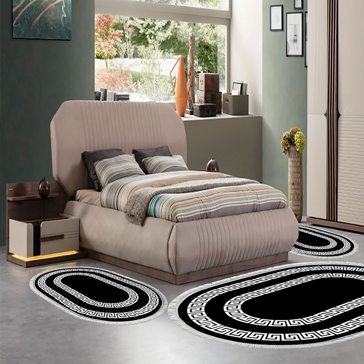 Eko Trend Djt Yıkanabilir Kaymaz Taban Oval 3 Lü Yatak Odası Takımı 650M Modern