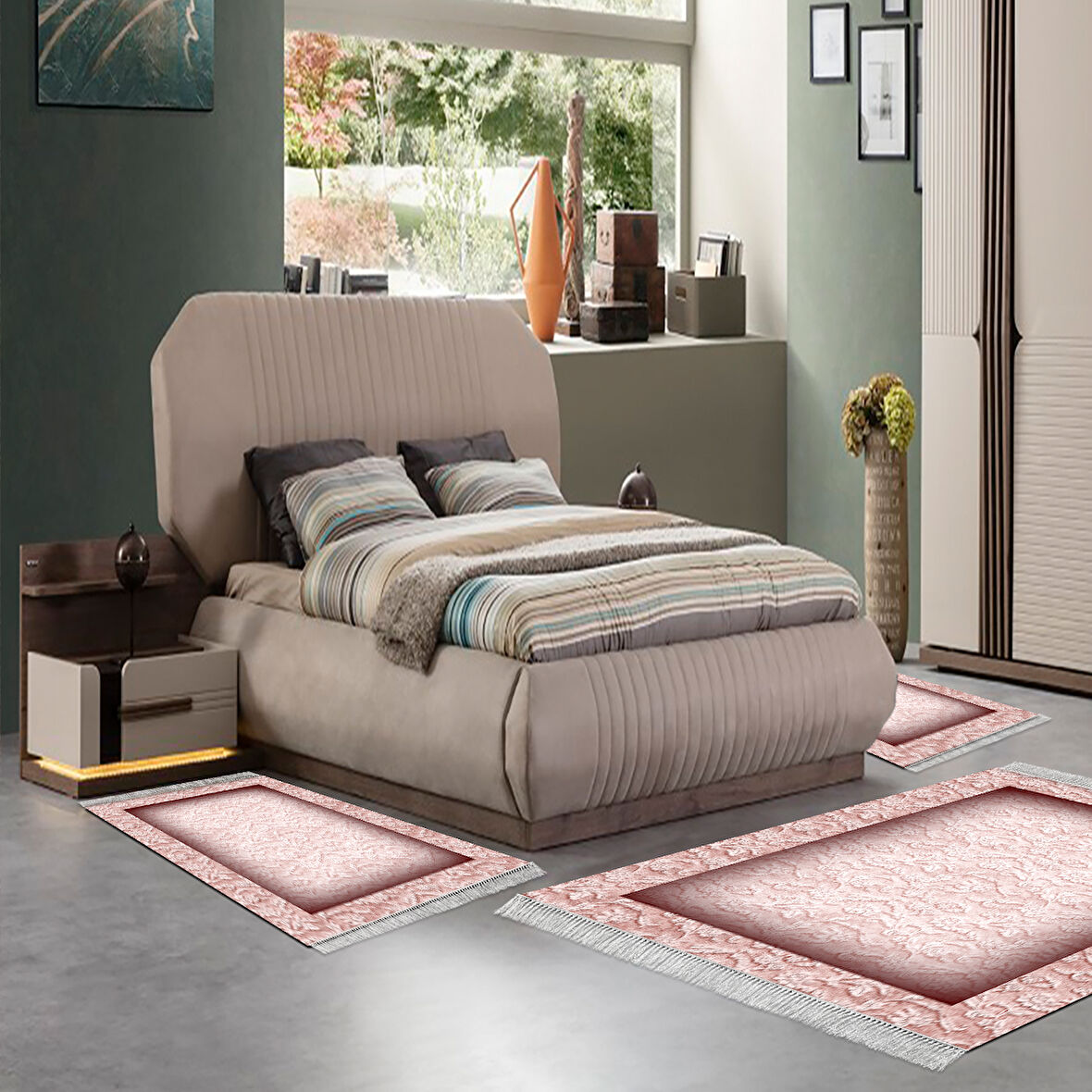 Eko Trend Djt Yıkanabilir Kaymaz Taban 3 Lü Yatak Odası Takımı 767 Bordürlü