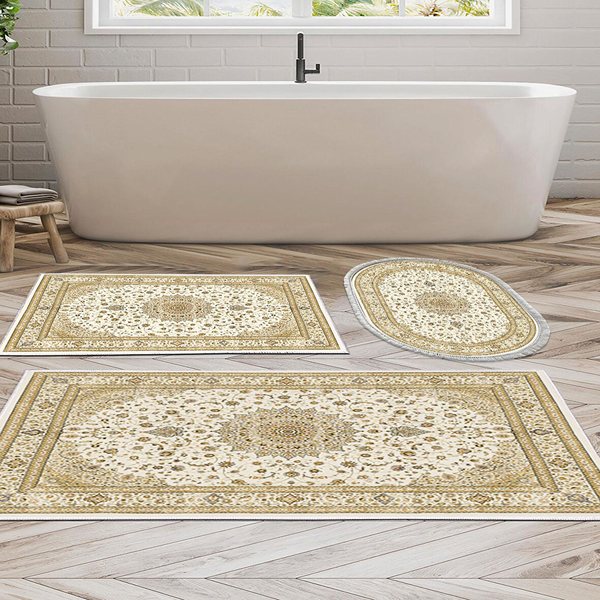 Eko Trend Djt 3 Lü Yıkanabilir Kaymaz Taban Banyo Paspas Seti P1360 Osmanli