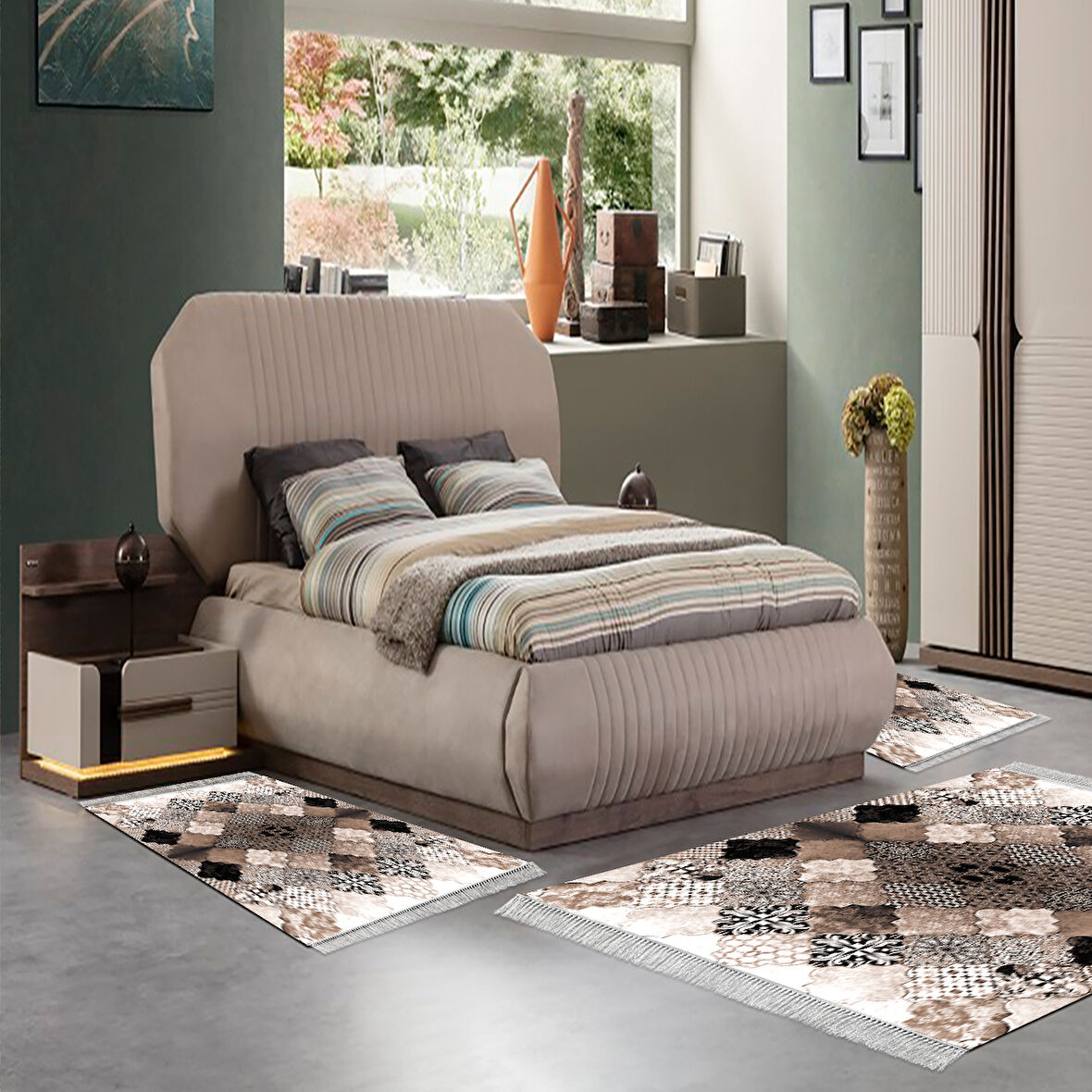 Eko Trend Djt Yıkanabilir Kaymaz Taban 3 Lü Yatak Odası Takımı Mu120 Patchwork