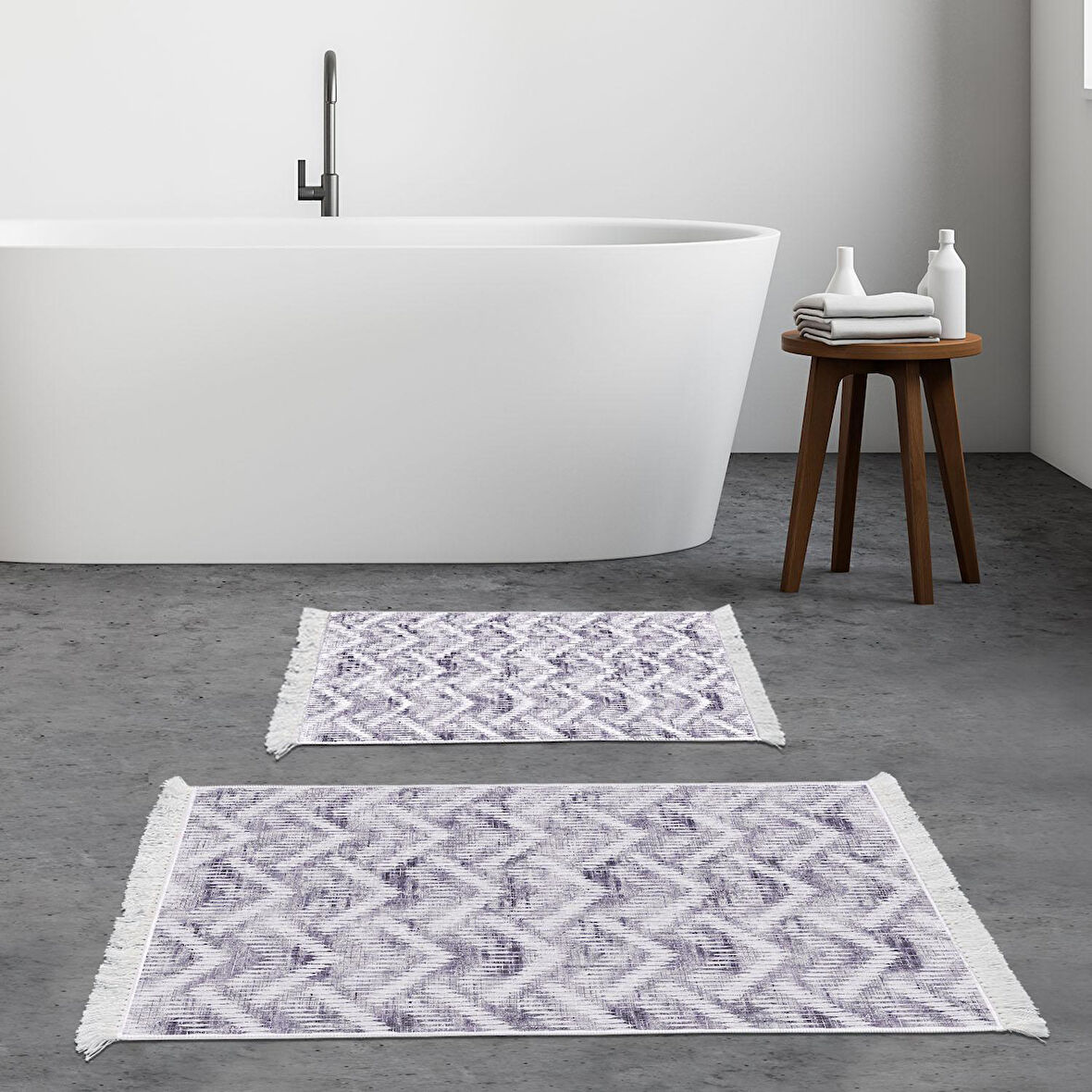 Dekoreko Kaymaz Taban Djt 2 Li Banyo Paspas Takımı Star Pamuk Saçaklı İskandinav F5124