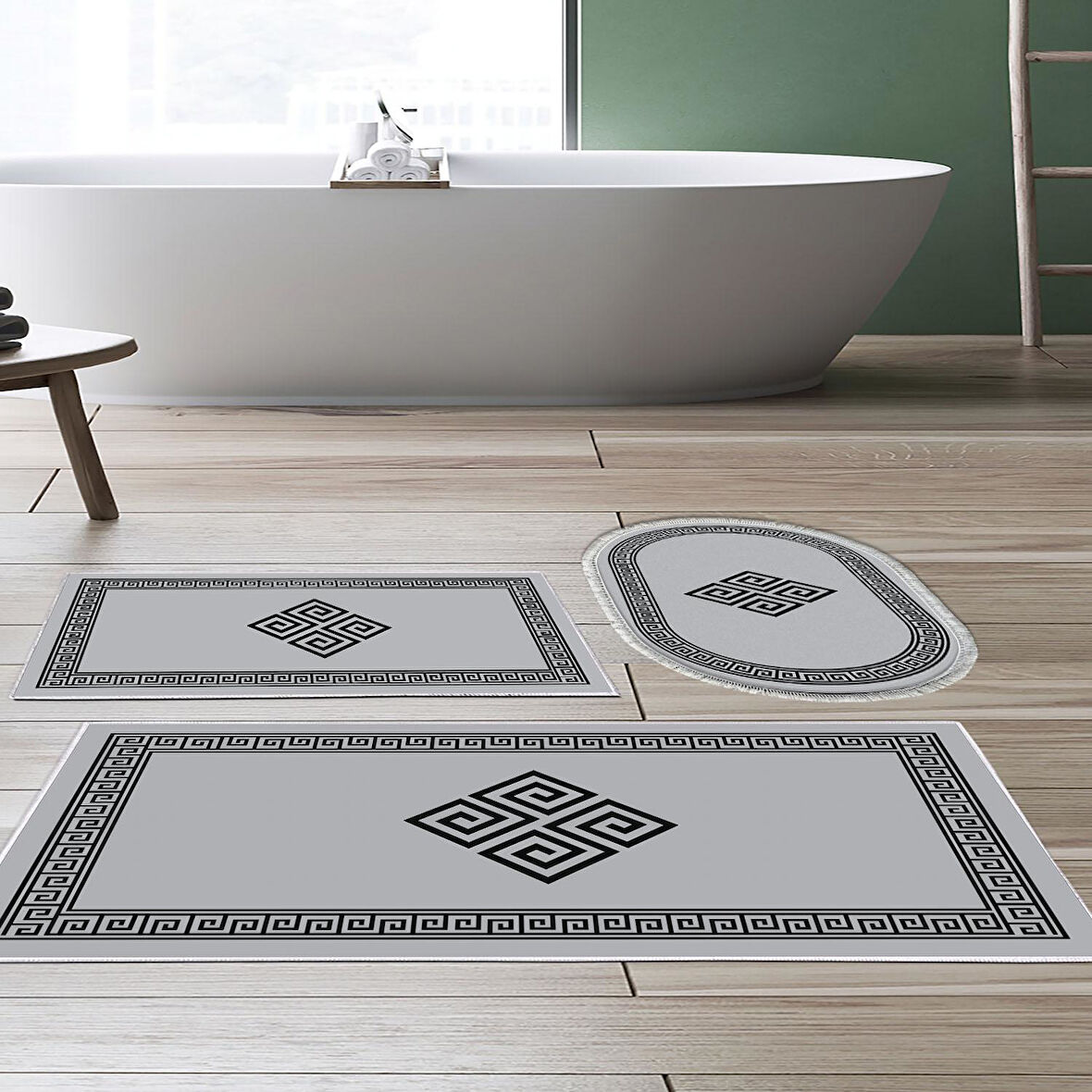 Eko Trend Djt 3 Lü Yıkanabilir Kaymaz Taban Banyo Paspas Seti 656M Modern