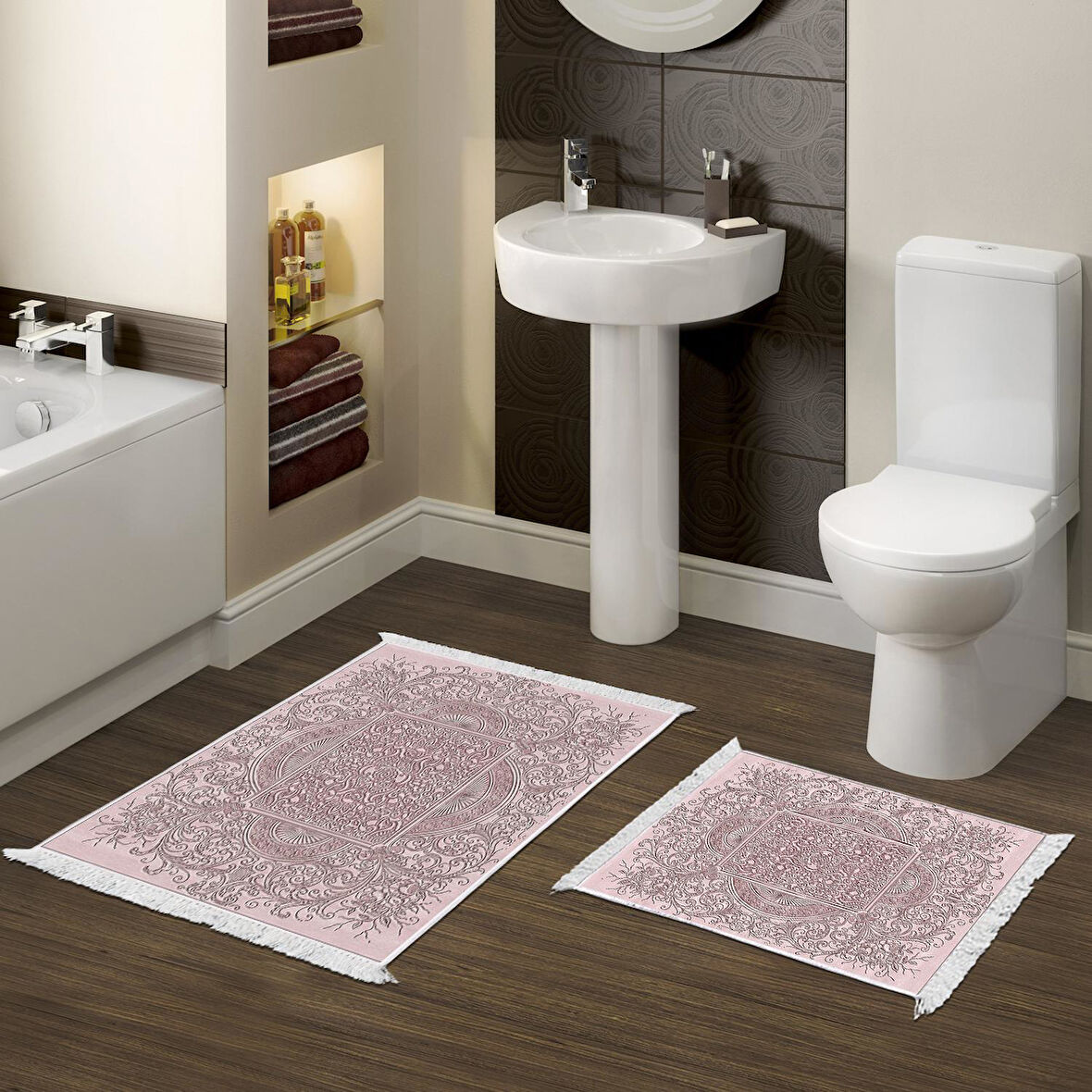 Dekoreko Kaymaz Taban Djt 2 Li Banyo Paspas Takımı Star Pamuk Saçaklı Modern 1488