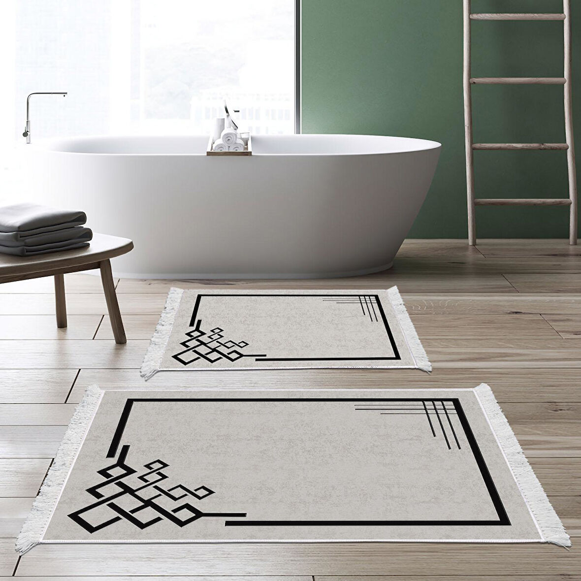 Dekoreko Kaymaz Taban Djt 2 Li Banyo Paspas Takımı Star Pamuk Saçaklı Modern 1919