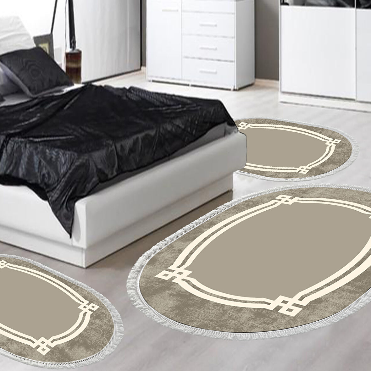 Eko Trend Djt Yıkanabilir Kaymaz Taban Oval 3 Lü Yatak Odası Takımı 657M Modern