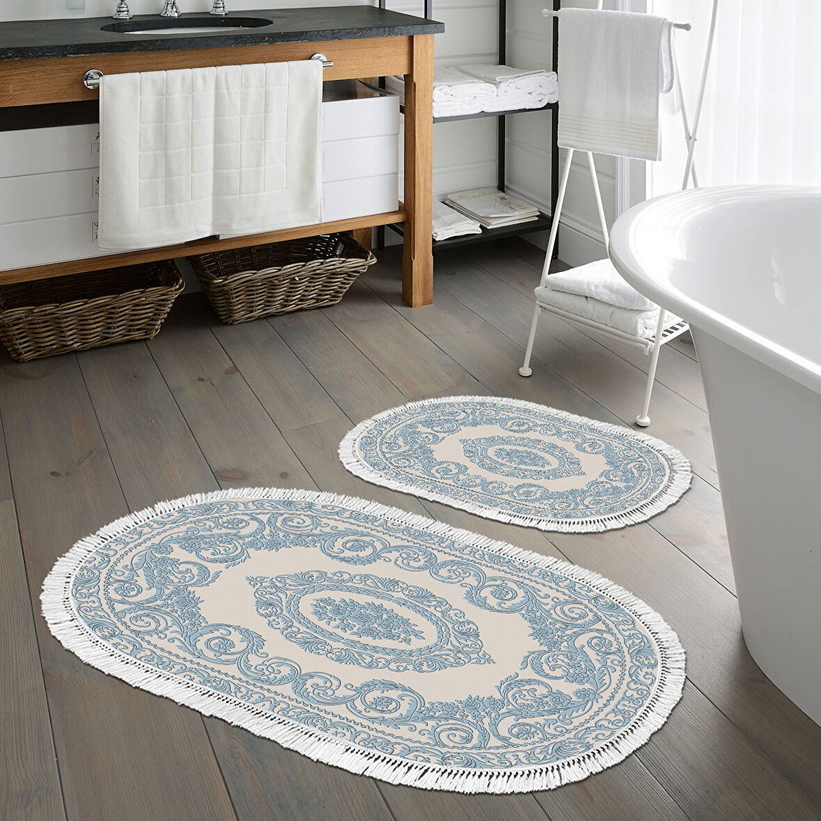 Eko Trend Djt 2 Li Yıkanabilir Kaymaz Taban Oval Banyo Paspas Klozet Takımı 747 Klasik