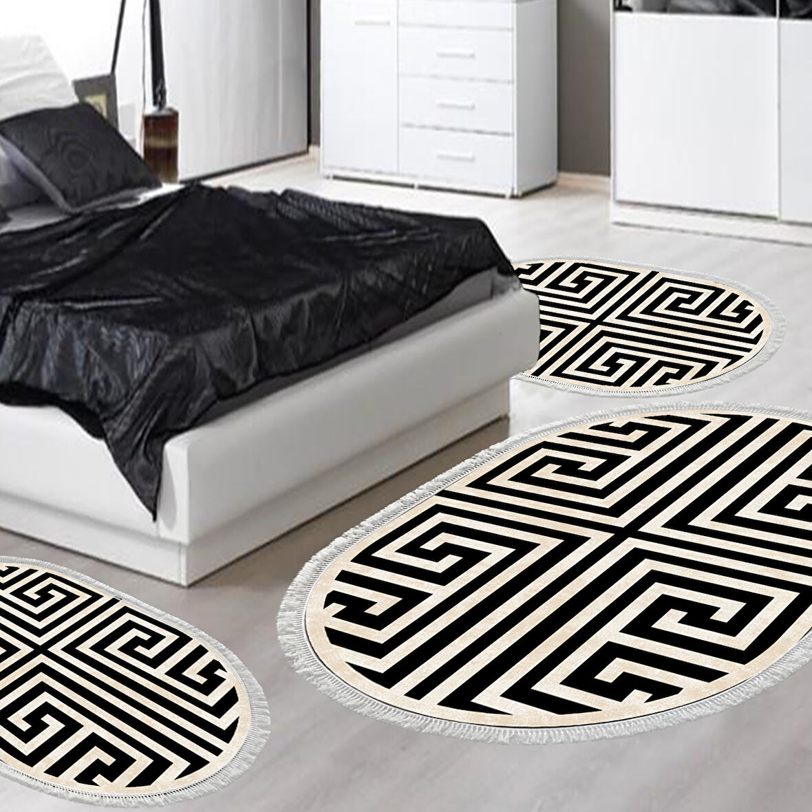 Eko Trend Djt Yıkanabilir Kaymaz Taban Oval 3 Lü Yatak Odası Takımı 658M Modern