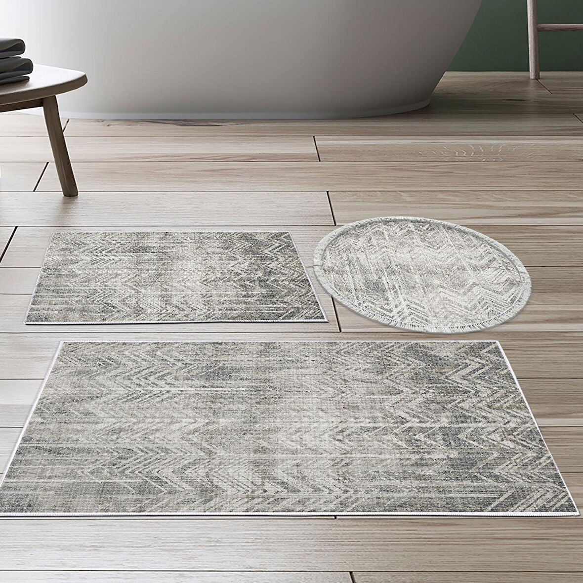 Dekoreko Kaymaz Taban Djt 3 Lü Banyo Paspas Takımı Star Pamuk Karışık İskandinav F5083