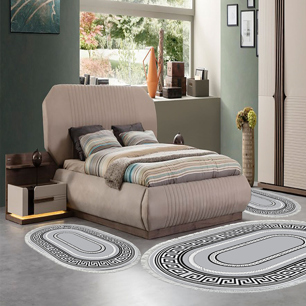 Eko Trend Djt Yıkanabilir Kaymaz Taban Oval 3 Lü Yatak Odası Takımı 651M Modern