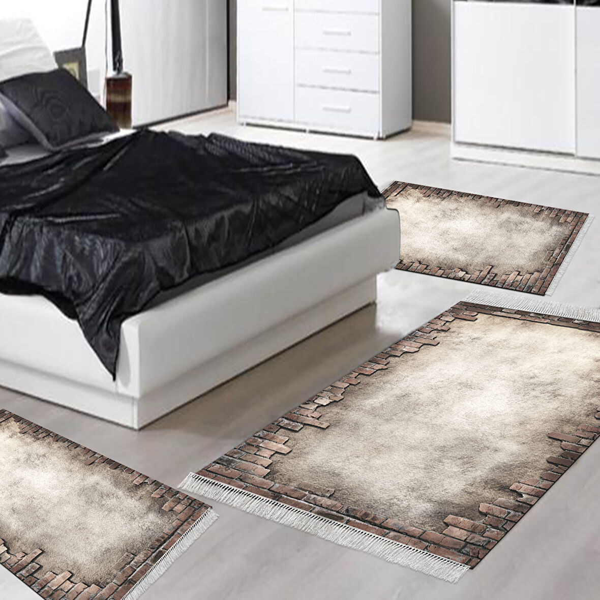 Eko Trend Djt Yıkanabilir Kaymaz Taban 3 Lü Yatak Odası Takımı F5049 Modern
