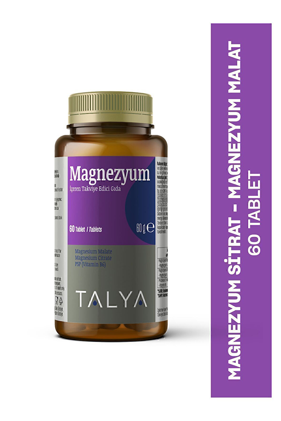 Magnezyum Malat Magnezyum Sitrat Vitamin B6 Içeren Takviye Edici Gıda, 60 Tablet