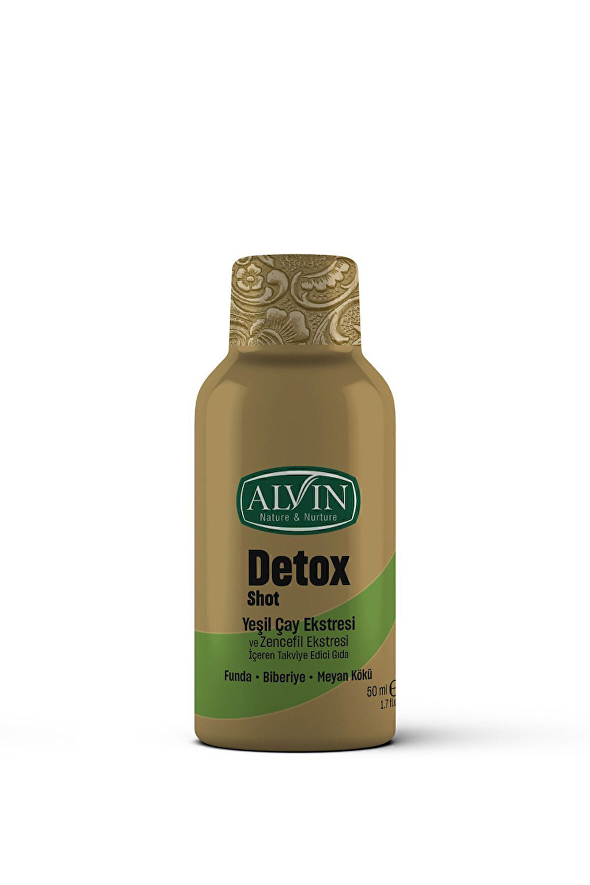 Detox Shot Yeşilçay Ekstresi ve Zencefil Ekstresi İçeren Takviye Edici Gıda, 50 ml