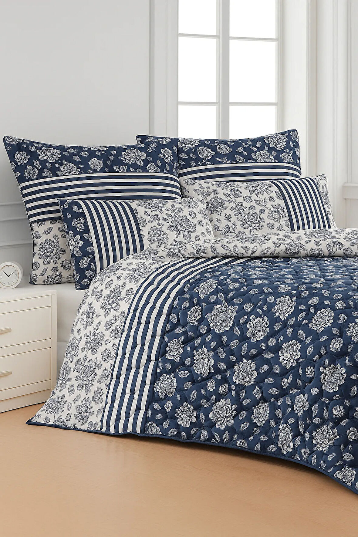 Cayprus Çift Kişilik Kapitone Dolgulu Pike 4 Mevsim Baklava Dsn |Yastık Kılıfı Hediye| 200x230cm