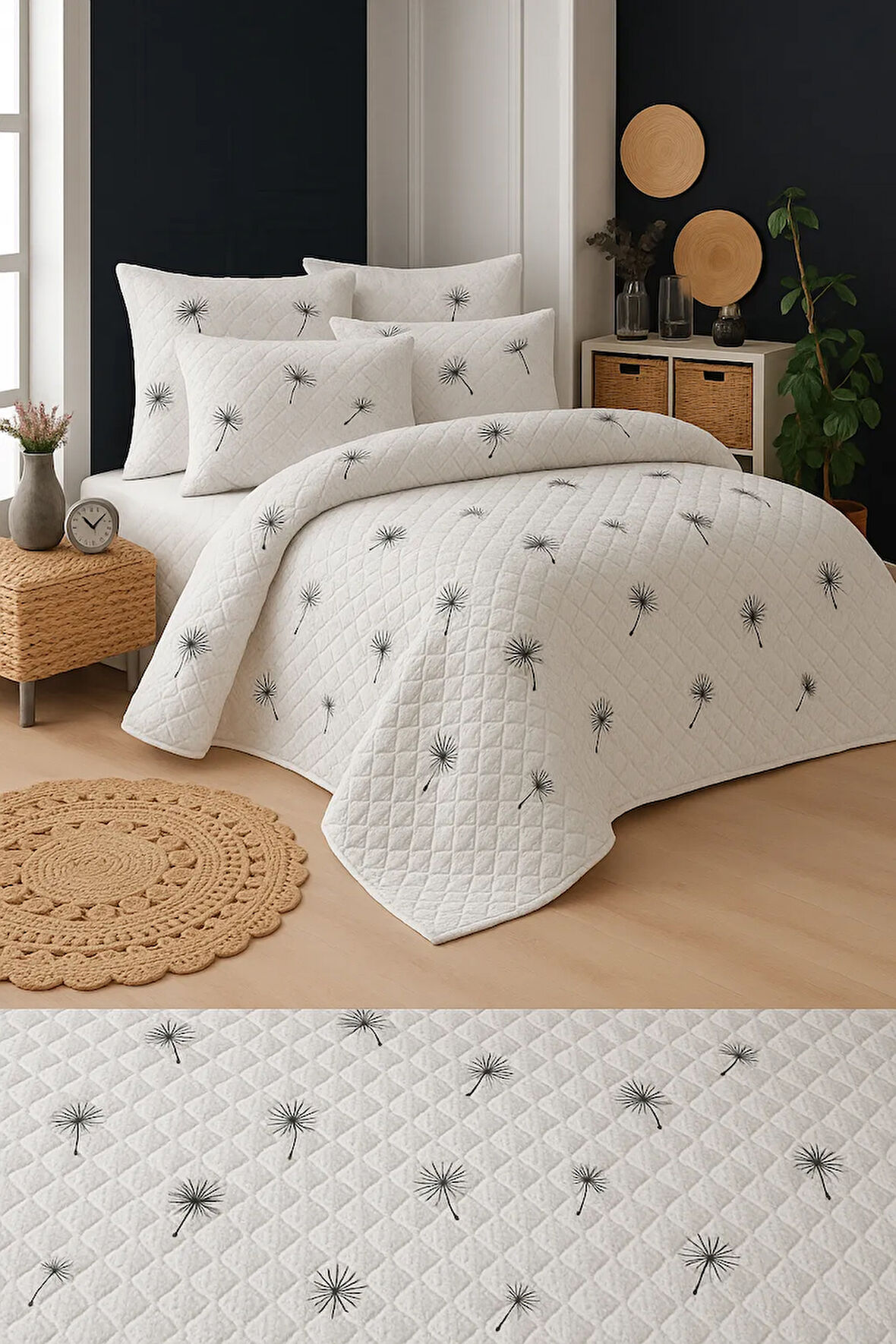 İbiza Tek Kişilik Kapitone Dolgulu Pike 4 Mevsim Baklava Dsn |Yastık Kılıfı Hediye| 160x230cm