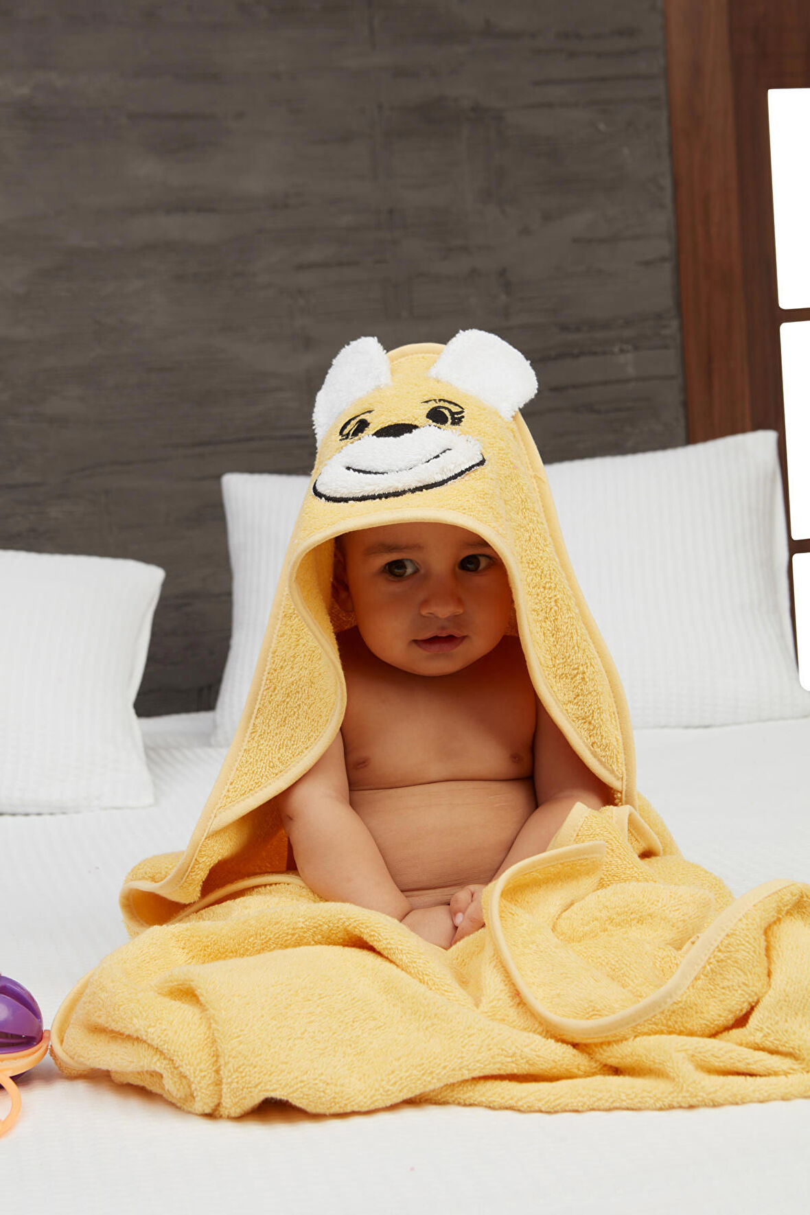 Pupy Bear Kapşonlu Bebek Banyo Kundak Havlusu 100x100