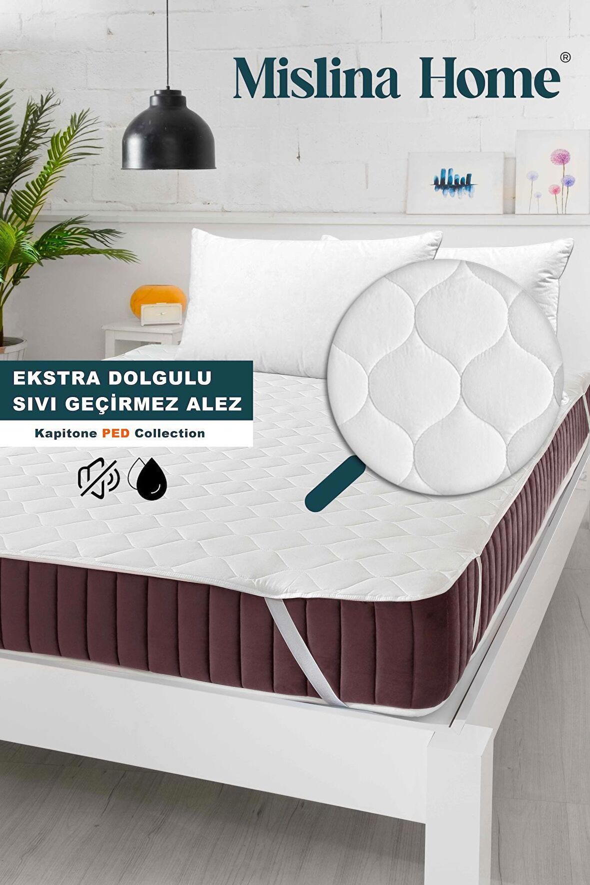 Kapitone Pamuklu Köşe Lastikli Sıvı Geçirmez Yatak Alezi