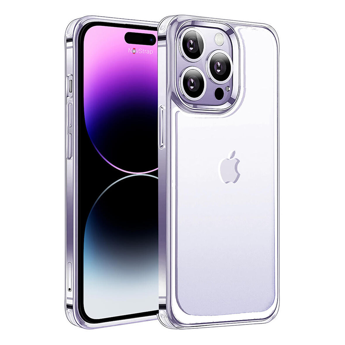 NovStrap iPhone 14 Pro Uyumlu Kılıf 6.1 Şeffaf Polikarbon Cam Armour Zırh Kapak Sararma Yapmayan