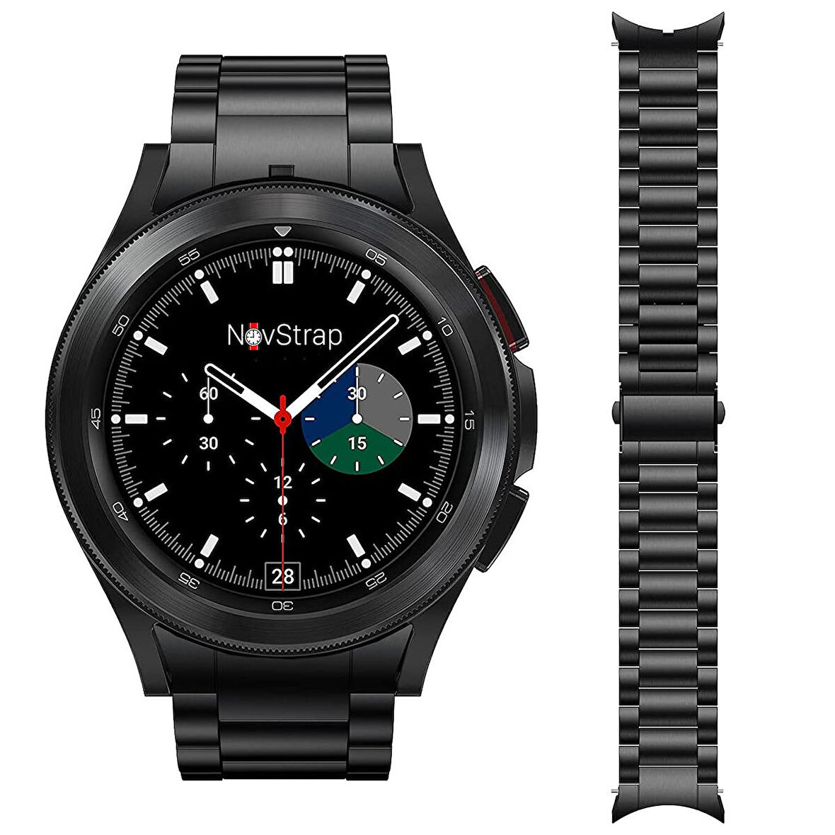NovStrap Samsung Galaxy Watch 4 40-42-44-46 Mm Uyumlu Çelik Metal Kordon Boşluk Bırakmayan Pimli