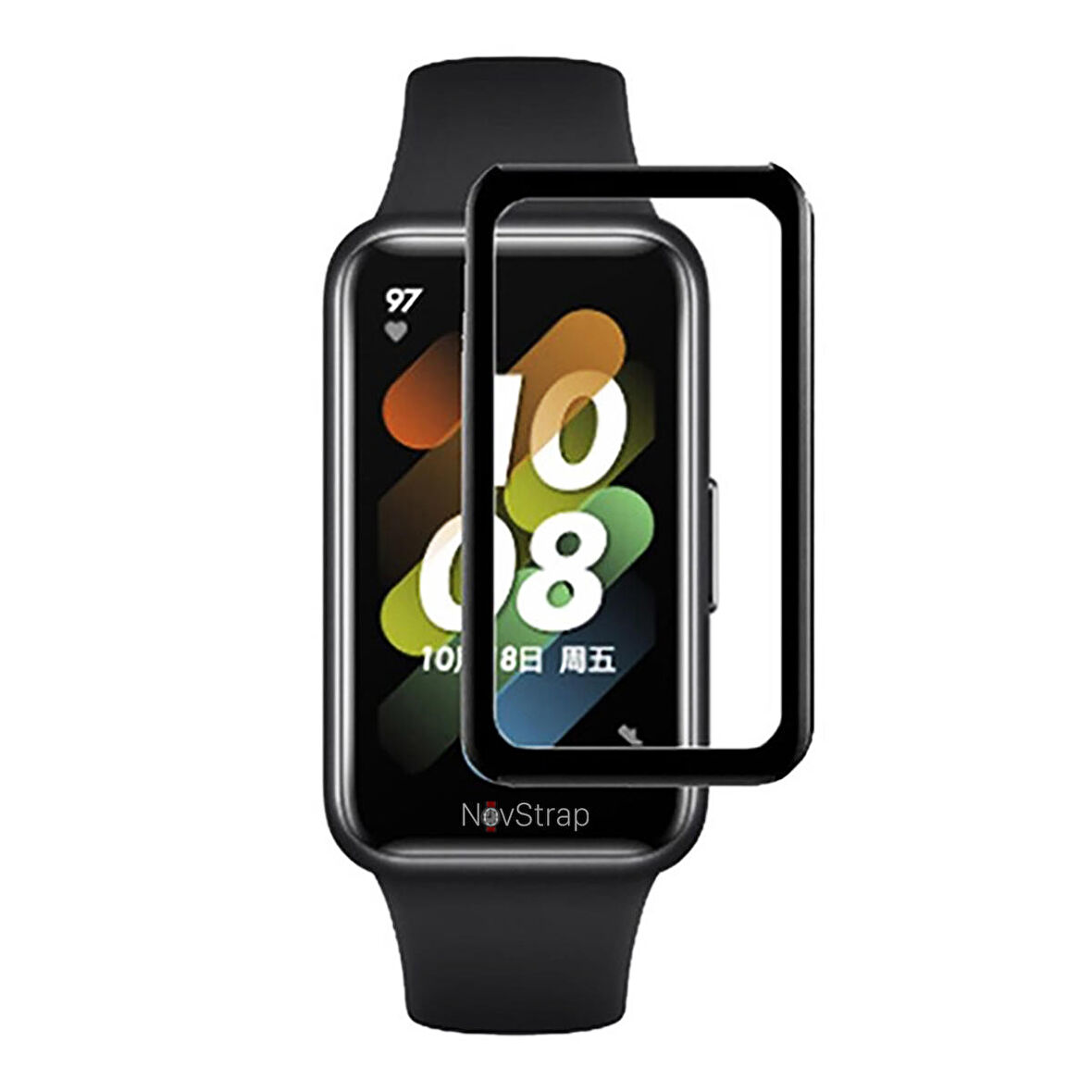 NovStrap Huawei Band 7 Uyumlu Ekran Koruyucu Nano Esnek Cam Tam Kaplayan PPM