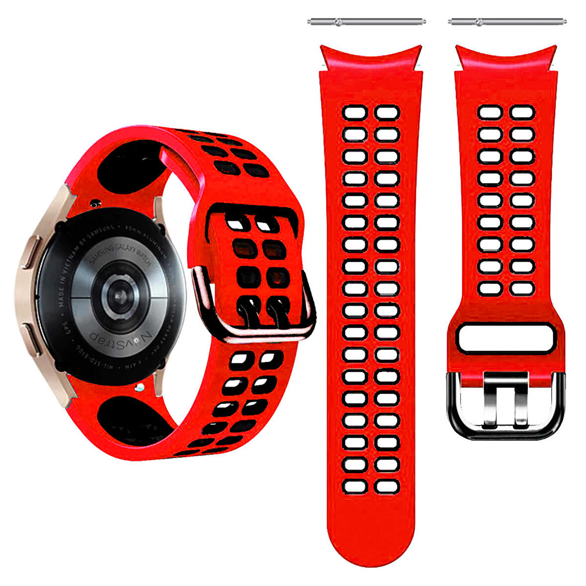 NovStrap Samsung Galaxy Watch 5 Pro 45mm / Watch 5 40-44mm Uyumlu Kordon Extreme Spor Delikli Kayış
