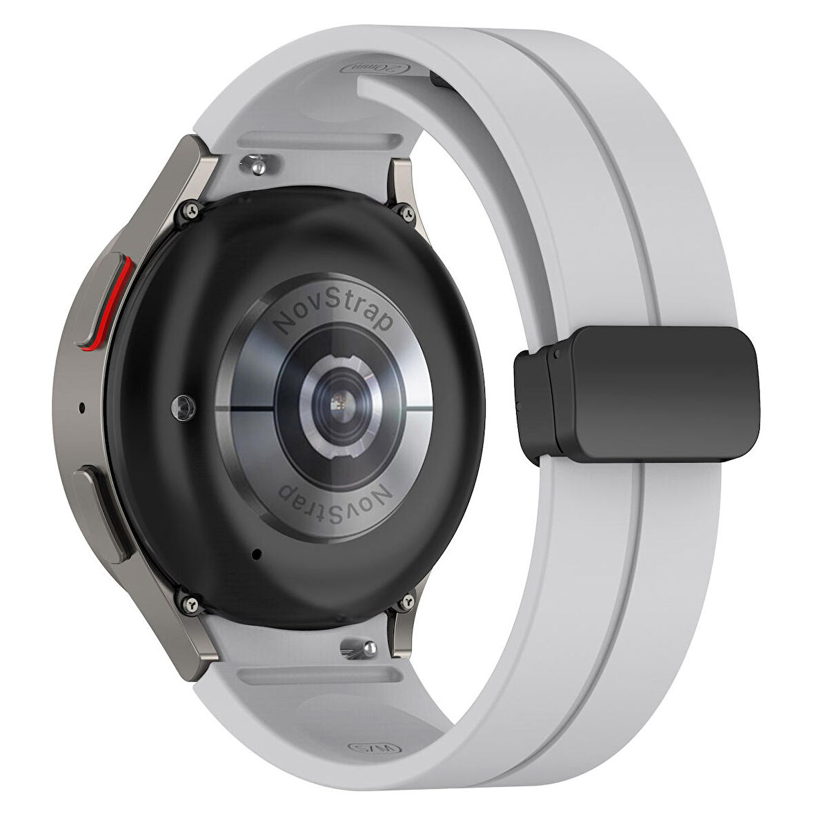 NovStrap Samsung Galaxy Watch 5 Seri 40mm 44mm Uyumlu Kordon Metal Magnet D Tokalı Silikon Kayış