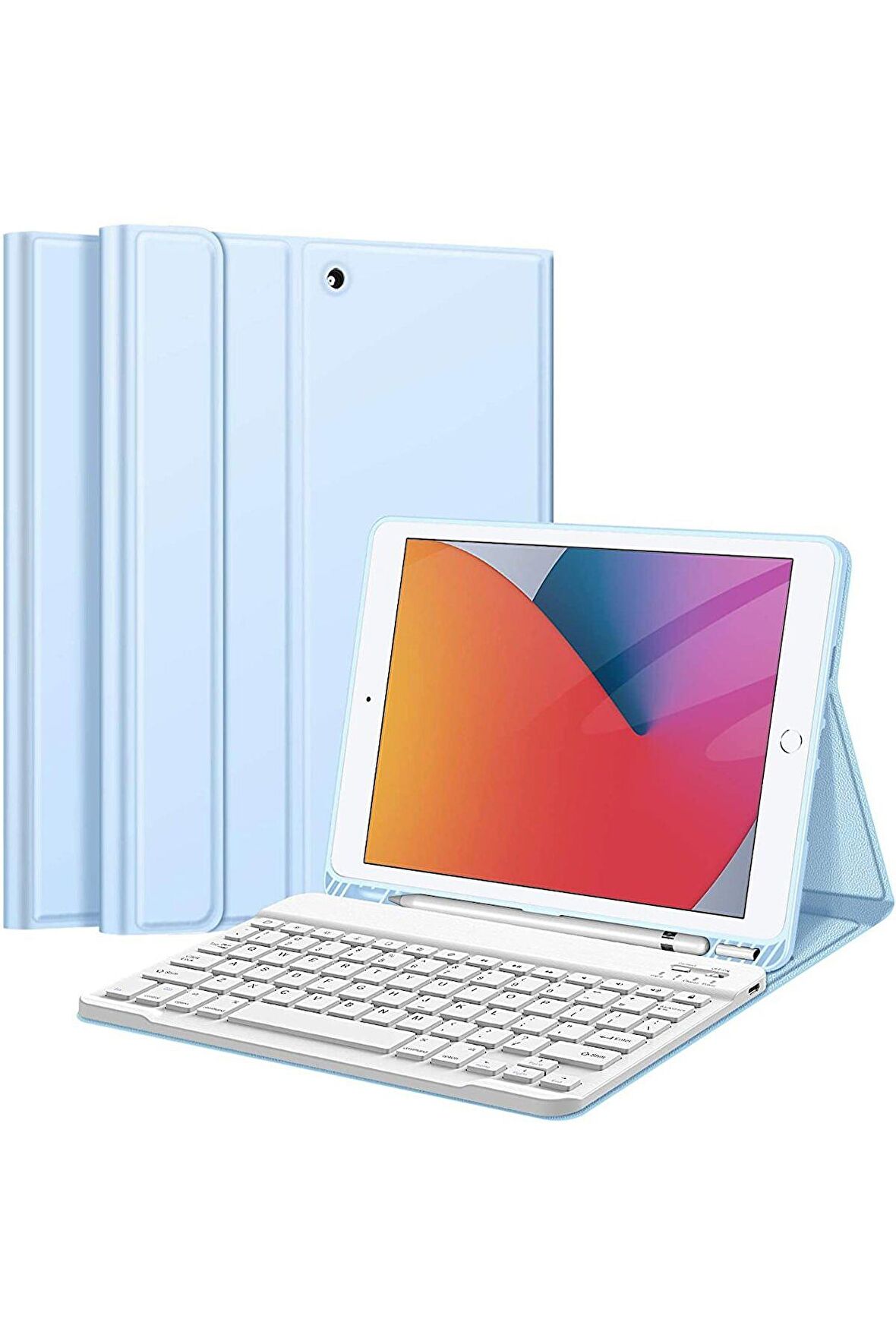 NovStrap Apple iPad Air 4/5 Nesil 10.9 inç Uyumlu Bluetooth Klavyeli Kılıf Deri Kapaklı Standlı