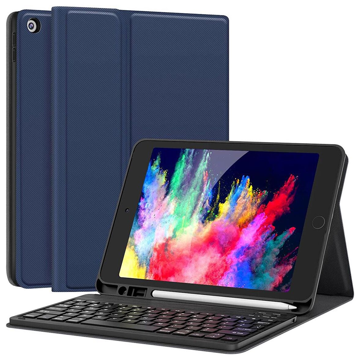 NovStap Apple iPad 7 8 9 Nesil 10.2 inç ile Uyumlu Bluetooth Klavyeli Kılıf Standlı Kalem Hazneli