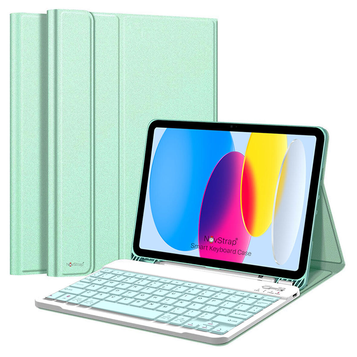 NovStrap Apple İpad 10. Nesil 10.9 2022 Uyumlu Bluetooth Klavyeli Tablet Kılıfı Stand Kalem Bölmeli