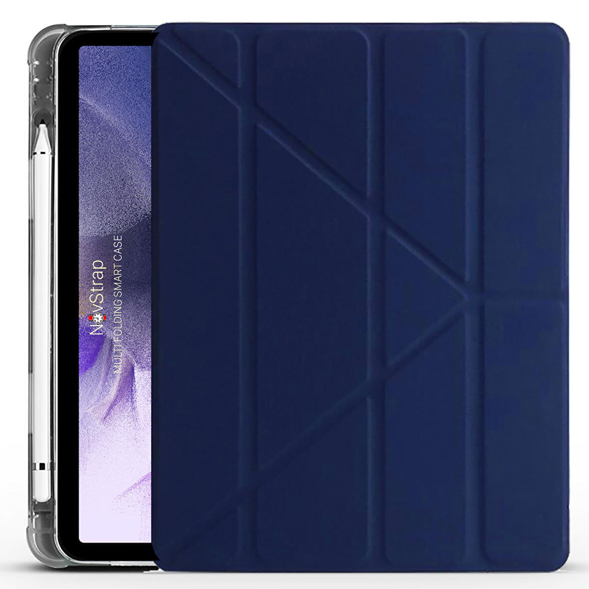 NovStrap Samsung Galaxy Tab S7 Plus / S8 Plus 12.4 X800 T970 Kılıf Smart Kalem Bölmeli Trifold Stand