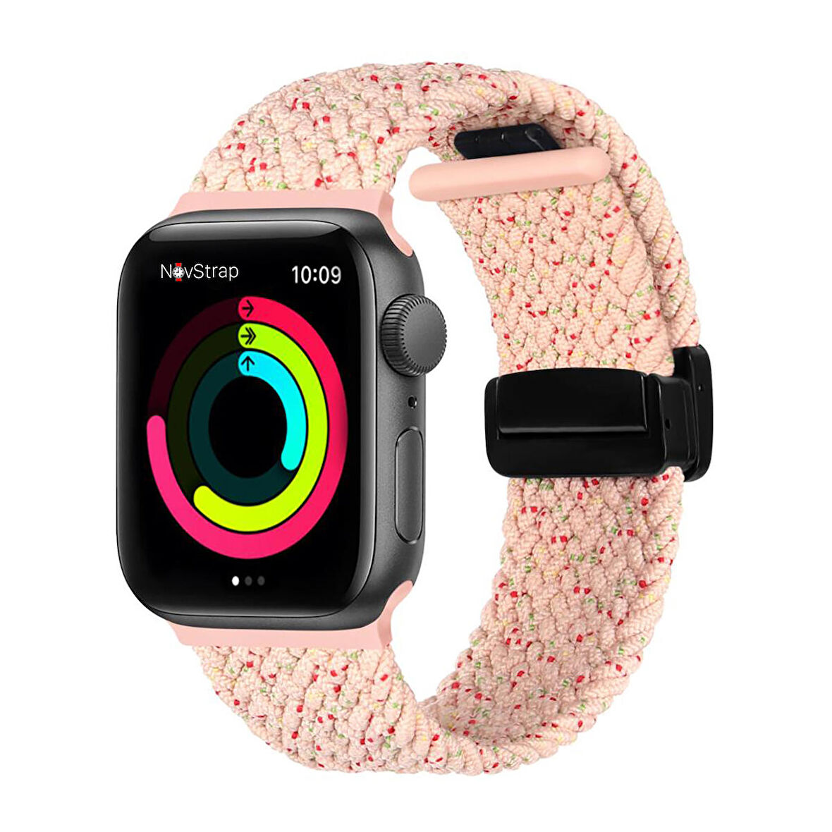 NovStrap Apple Watch Seri 7/8 41mm ile Uyumlu Kordon Magnet Tokalı Flexible Elastik Örgü Kayış