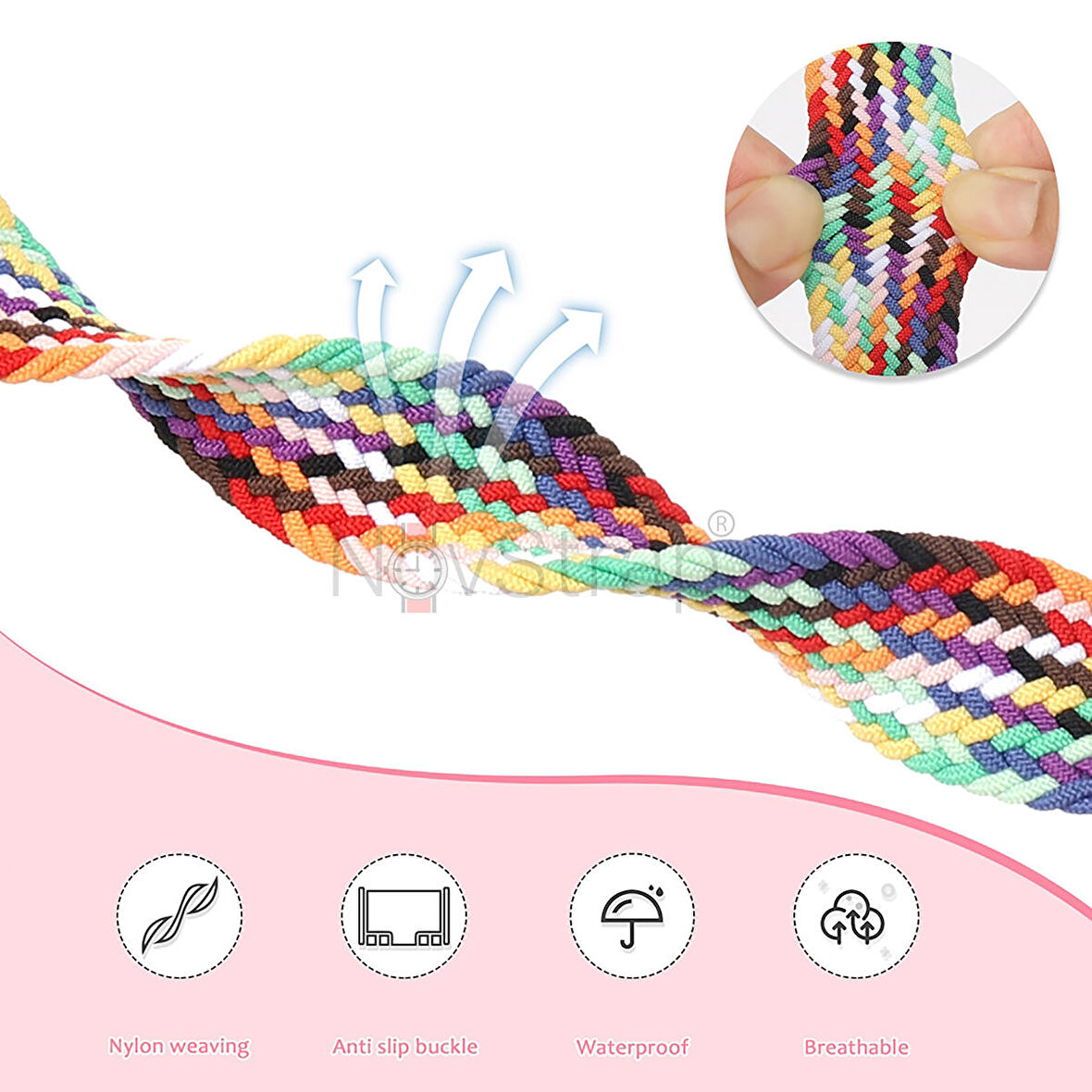 NovStrap Apple Watch Seri 7/8 45mm ile Uyumlu Kordon Magnet Tokalı Flexible Elastik Örgü Kayış