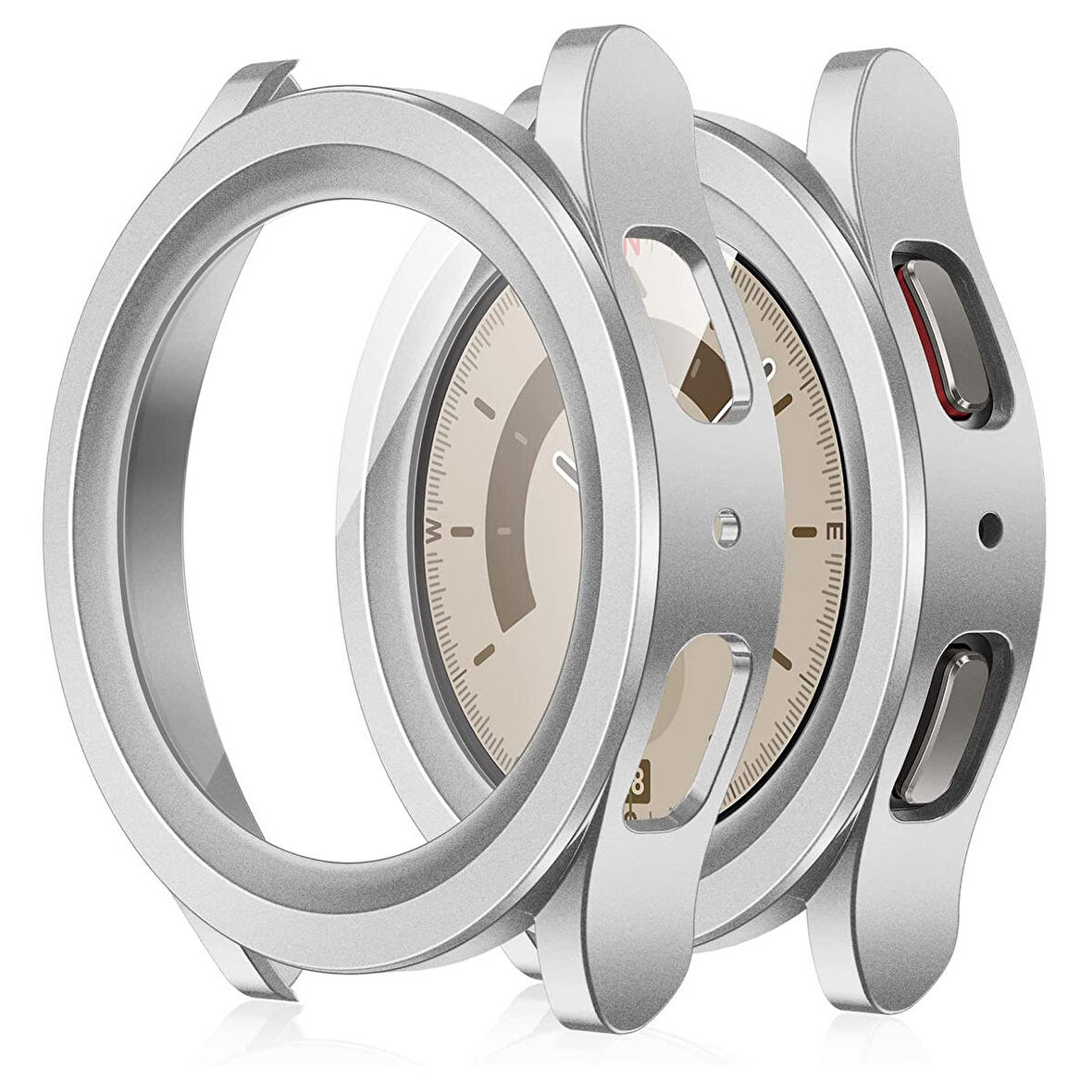 NovStrap Samsung Galaxy Watch 5 Pro 45mm Uyumlu Ekran Koruyucu Cam ve Kasa Koruyucu Sert PC