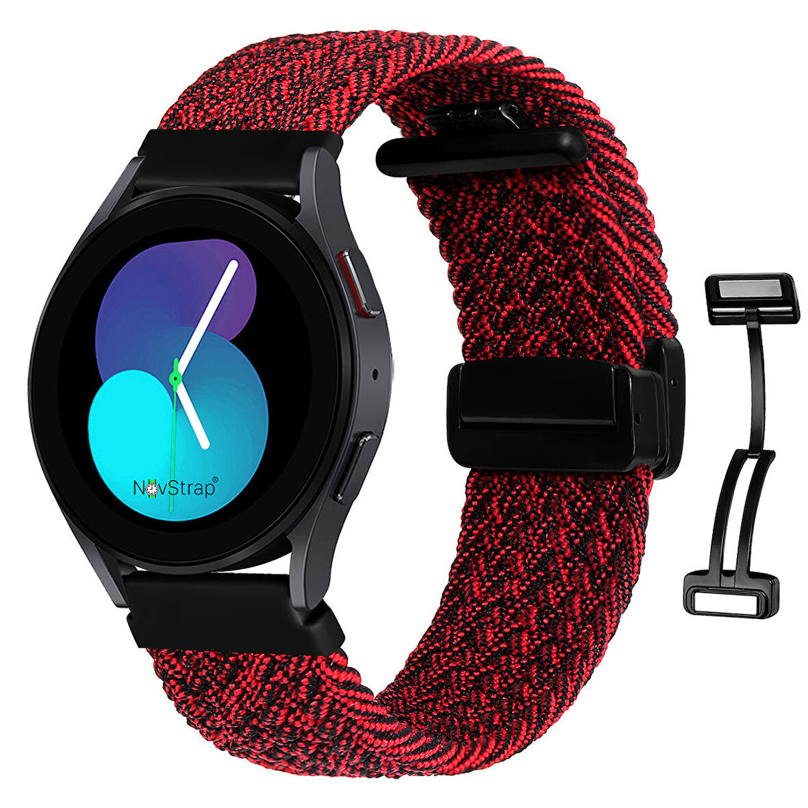 NovStrap Honor Watch GS Pro ile Uyumlu Kordon Kayış (22mm) Flexible Örgü Magnet Tokalı Kordon