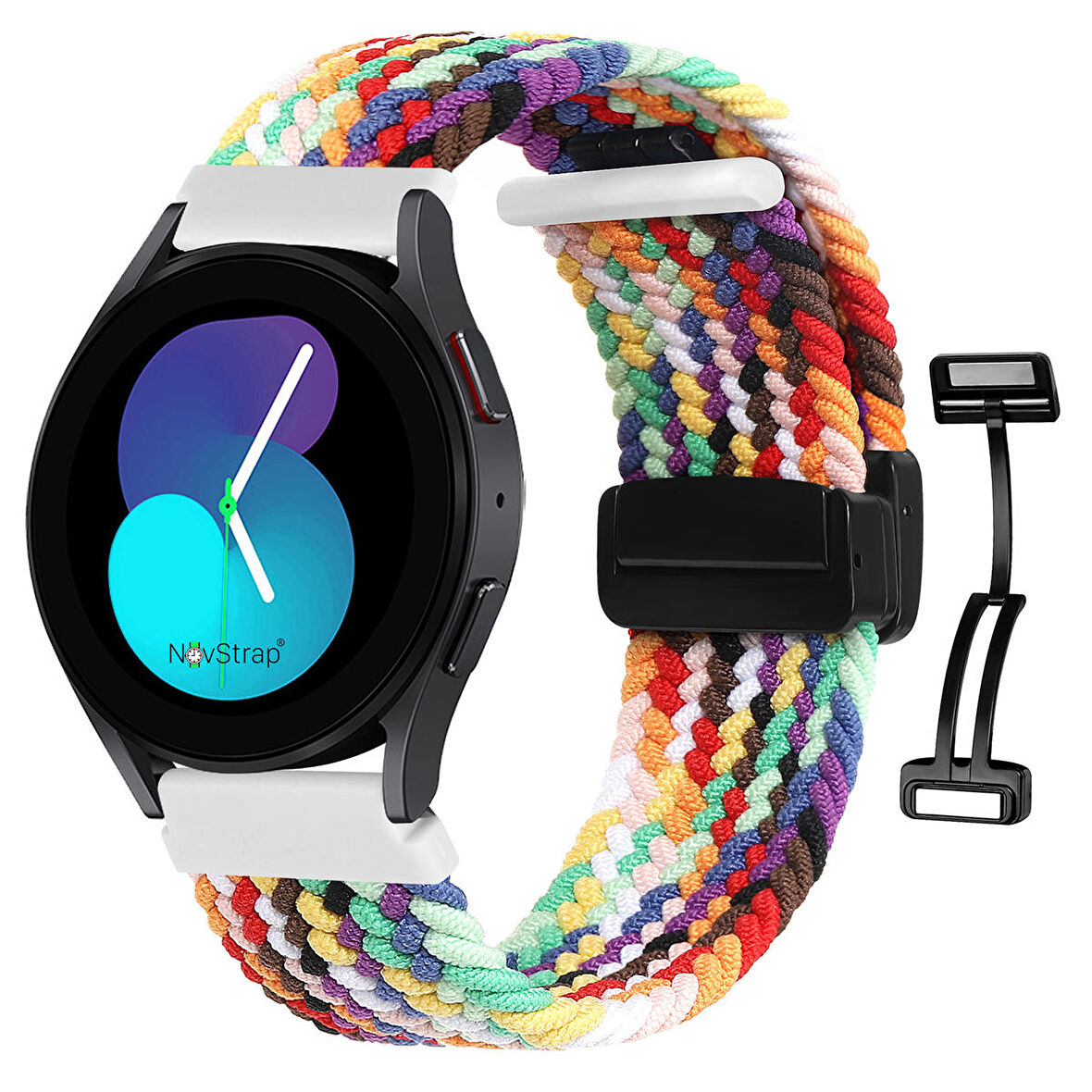NovStrap Huawei Watch GT3 46mm ile Uyumlu Kordon Kayış (22mm) Flexible Örgü Magnet Tokalı Kordon