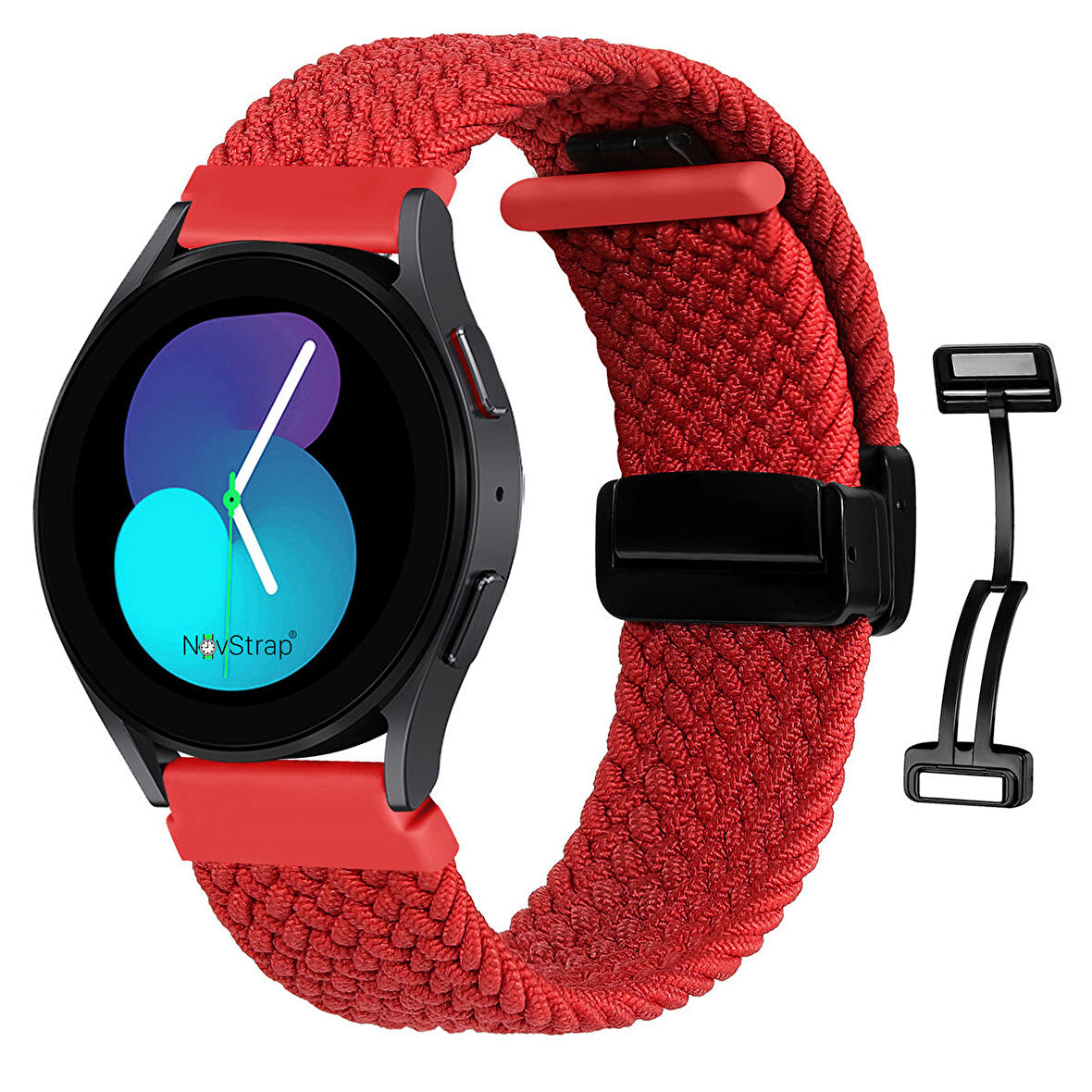 NovStrap Huawei Watch Gt Runner ile Uyumlu Kordon Kayış (22mm) Flexible Örgü Magnet Tokalı Kordon