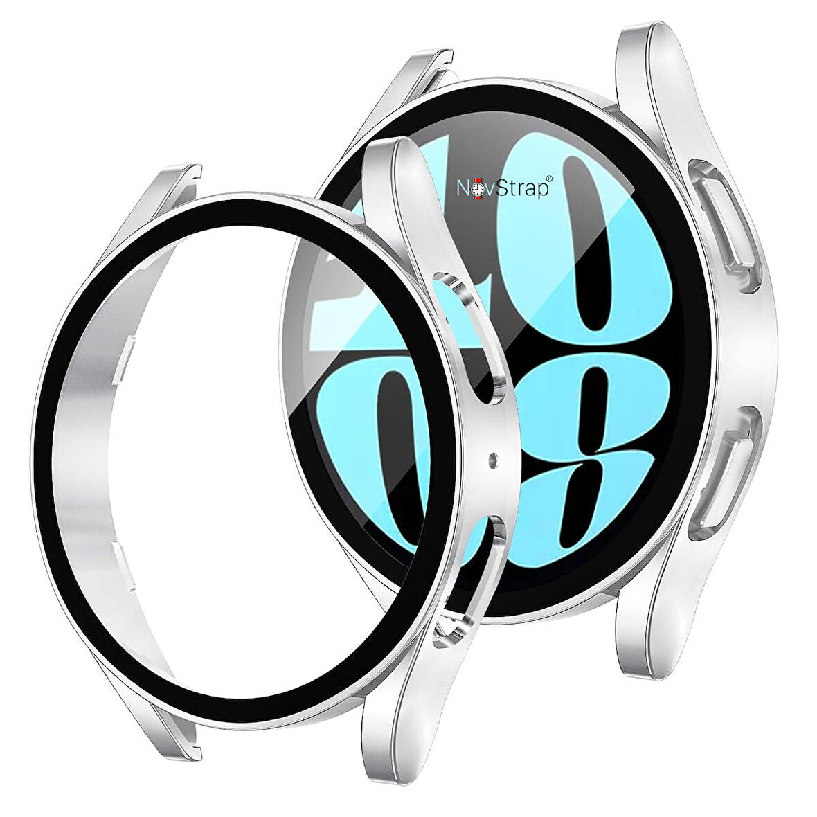 NovStrap Samsung Galaxy Watch 6 Seri 44mm ile Uyumlu Ekran Koruyucu Cam ve Kasa Koruyucu Sert PC