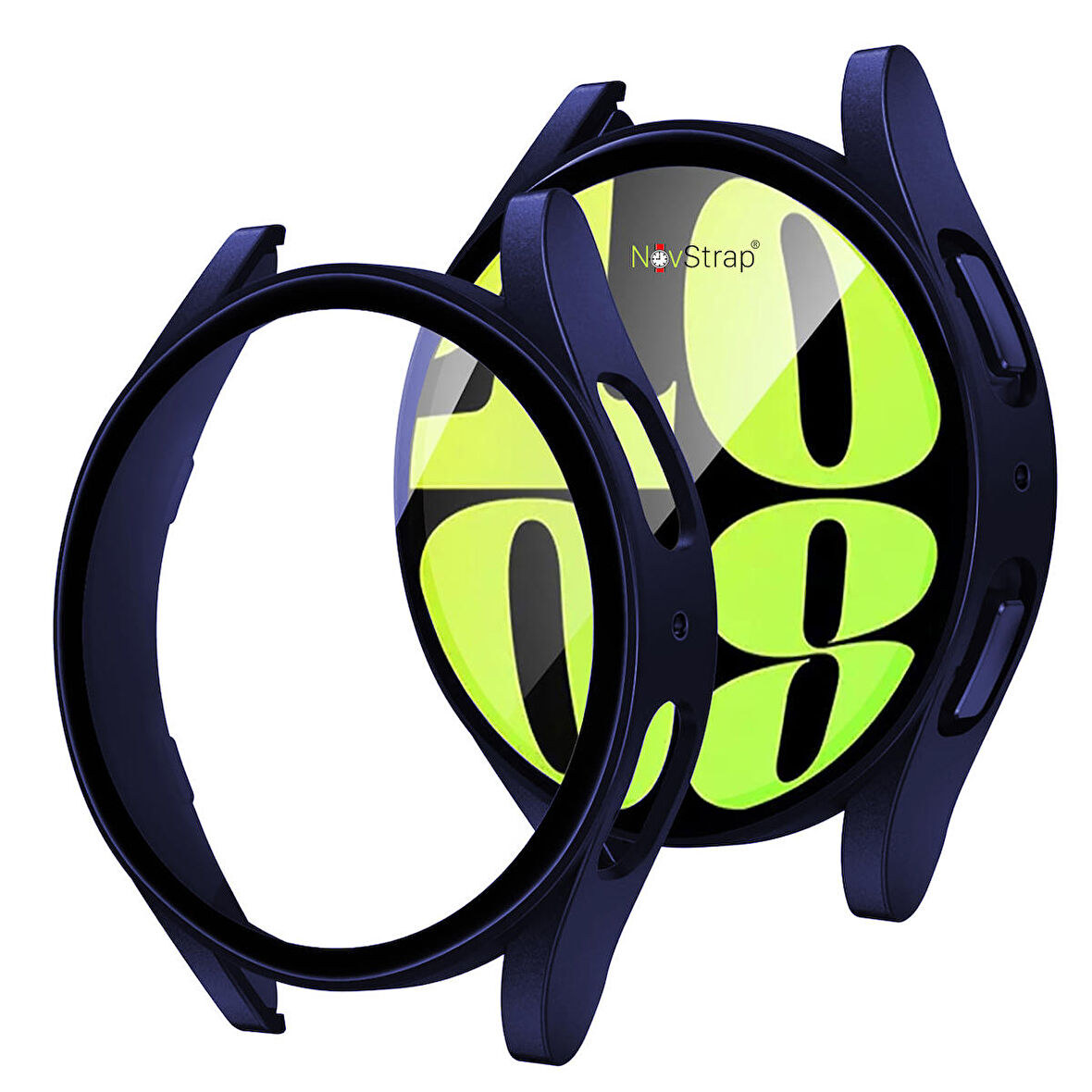 NovStrap Samsung Galaxy Watch 6 Seri 44mm ile Uyumlu Ekran Koruyucu Cam ve Kasa Koruyucu Sert PC