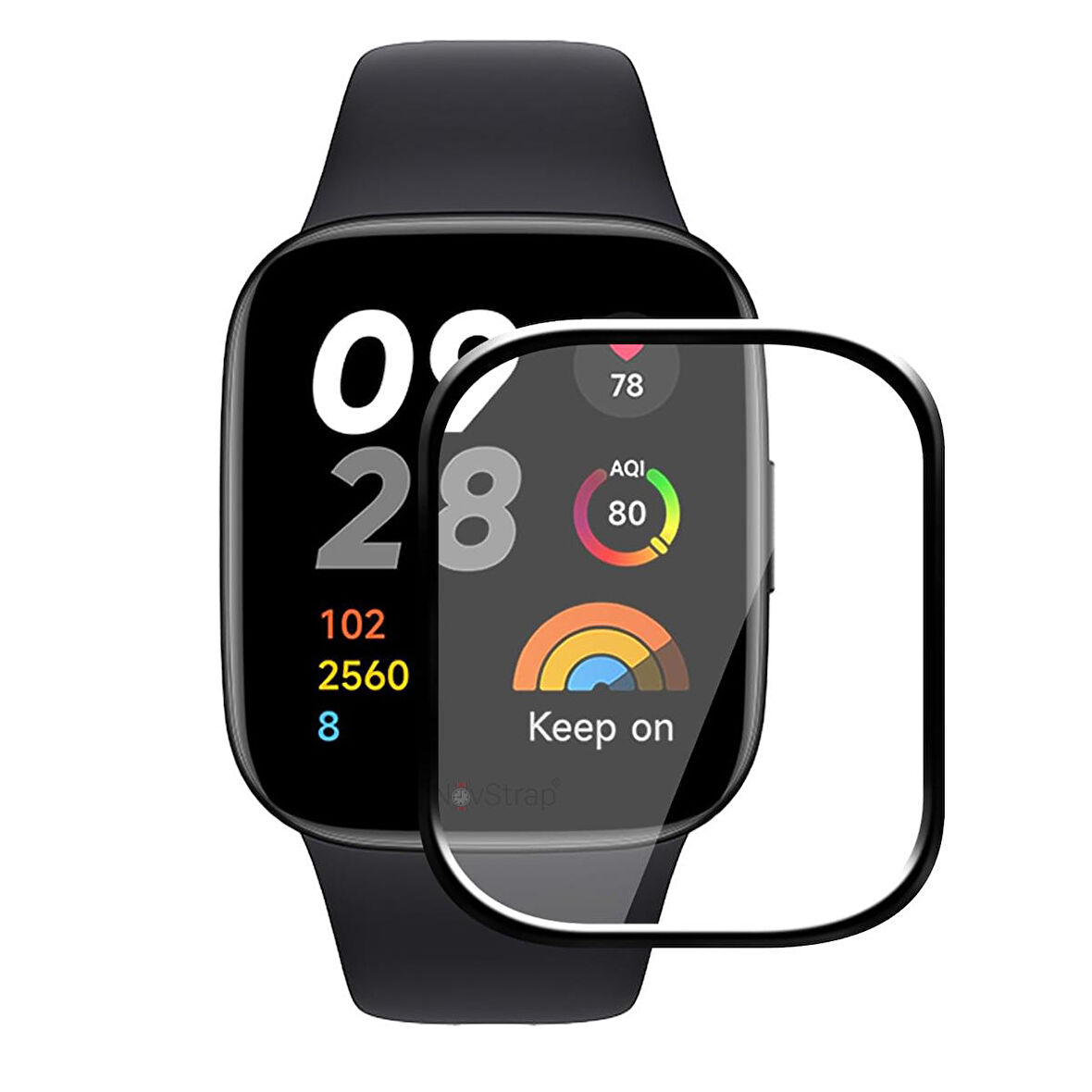 NovStrap Xiaomi Redmi Watch 3 ile Uyumlu Ekran Koruyucu Nano Esnek Cam Tam Kaplayan PPM