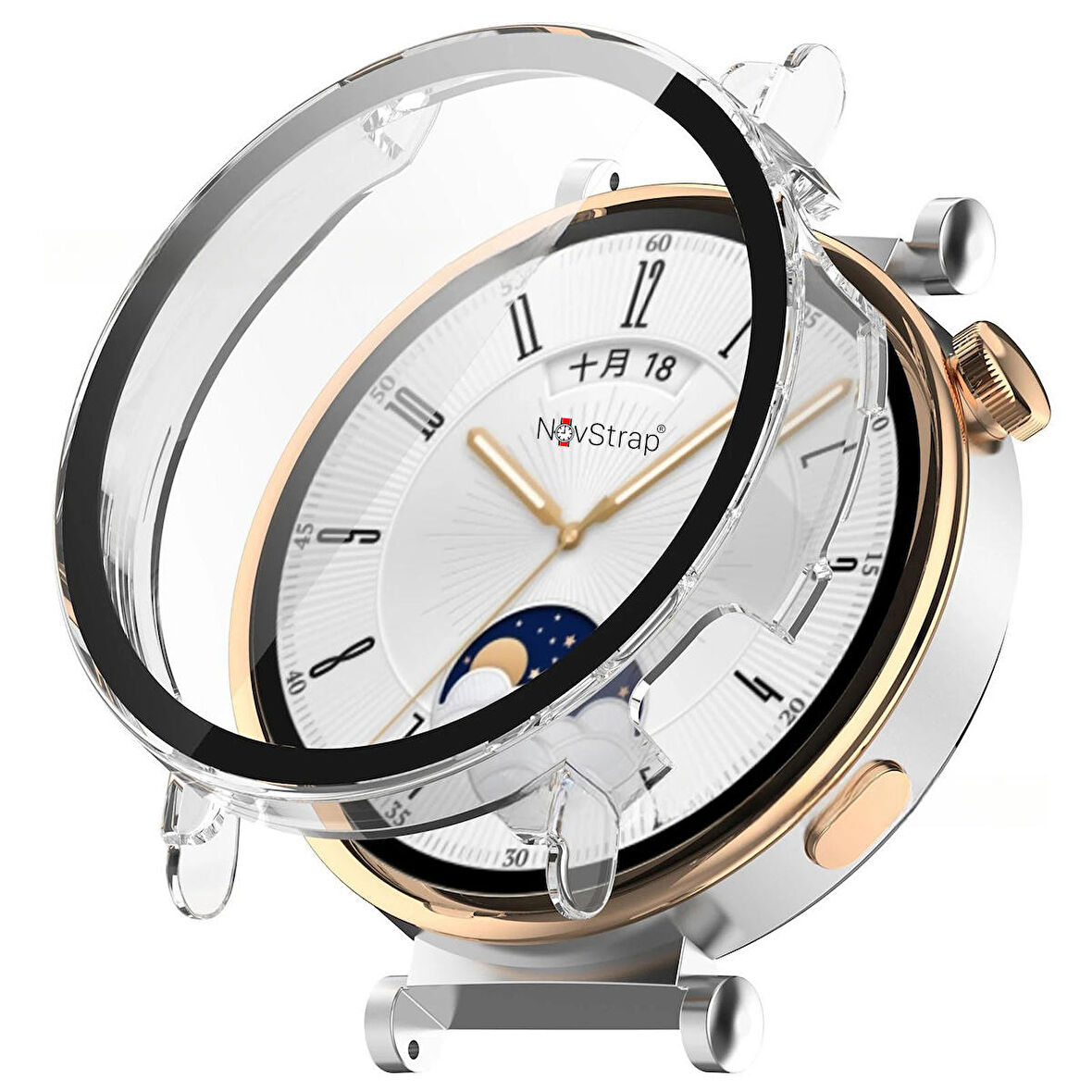 NovStrap Huawei Watch GT4 41mm ile Uyumlu Ekran Koruyucu Cam ve Kasa Koruyucu Kılıf Sert PC