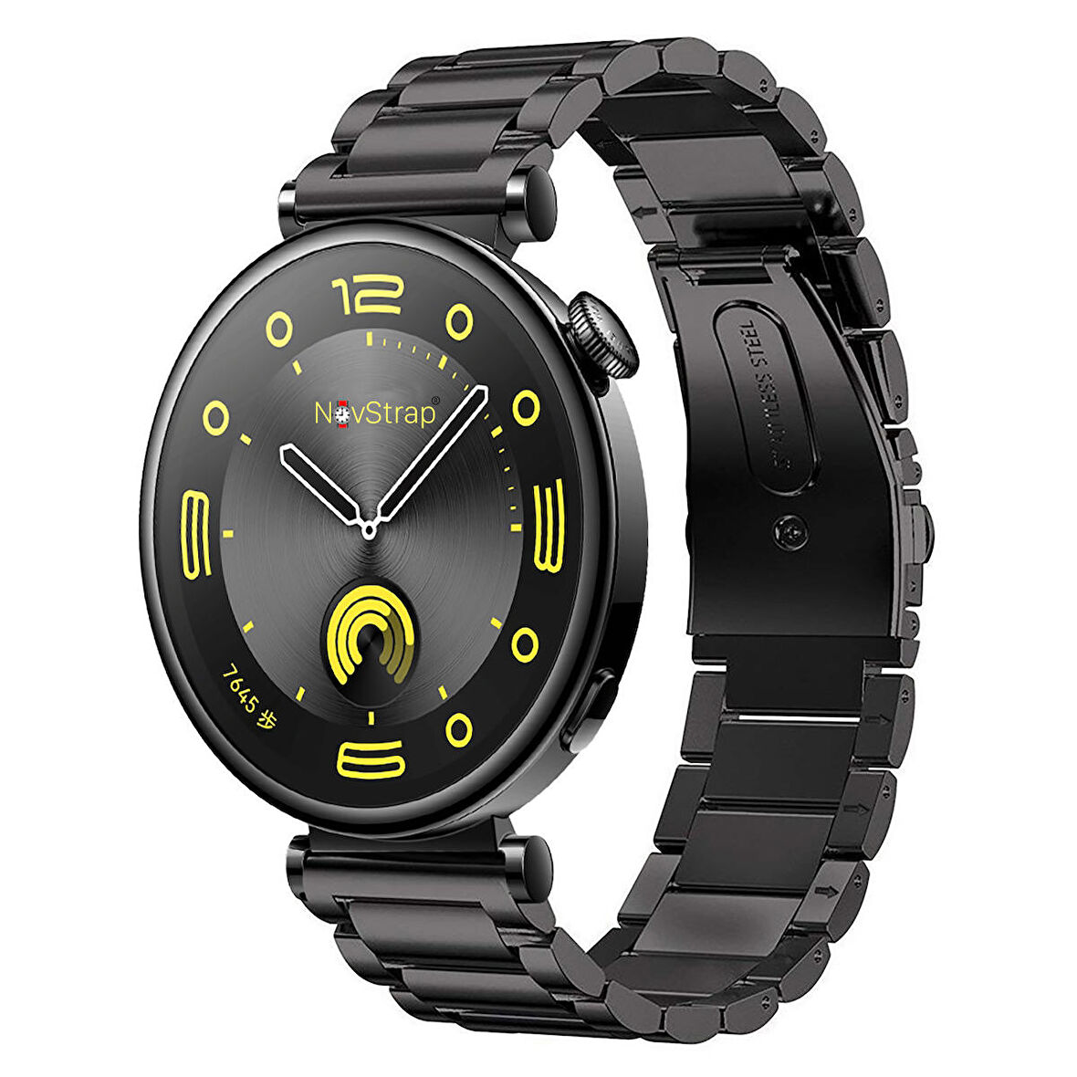 NovStrap Huawei Watch GT4 41mm ile Uyumlu Kordon (18mm Pimli) Çelik Metal Kordon Kayış