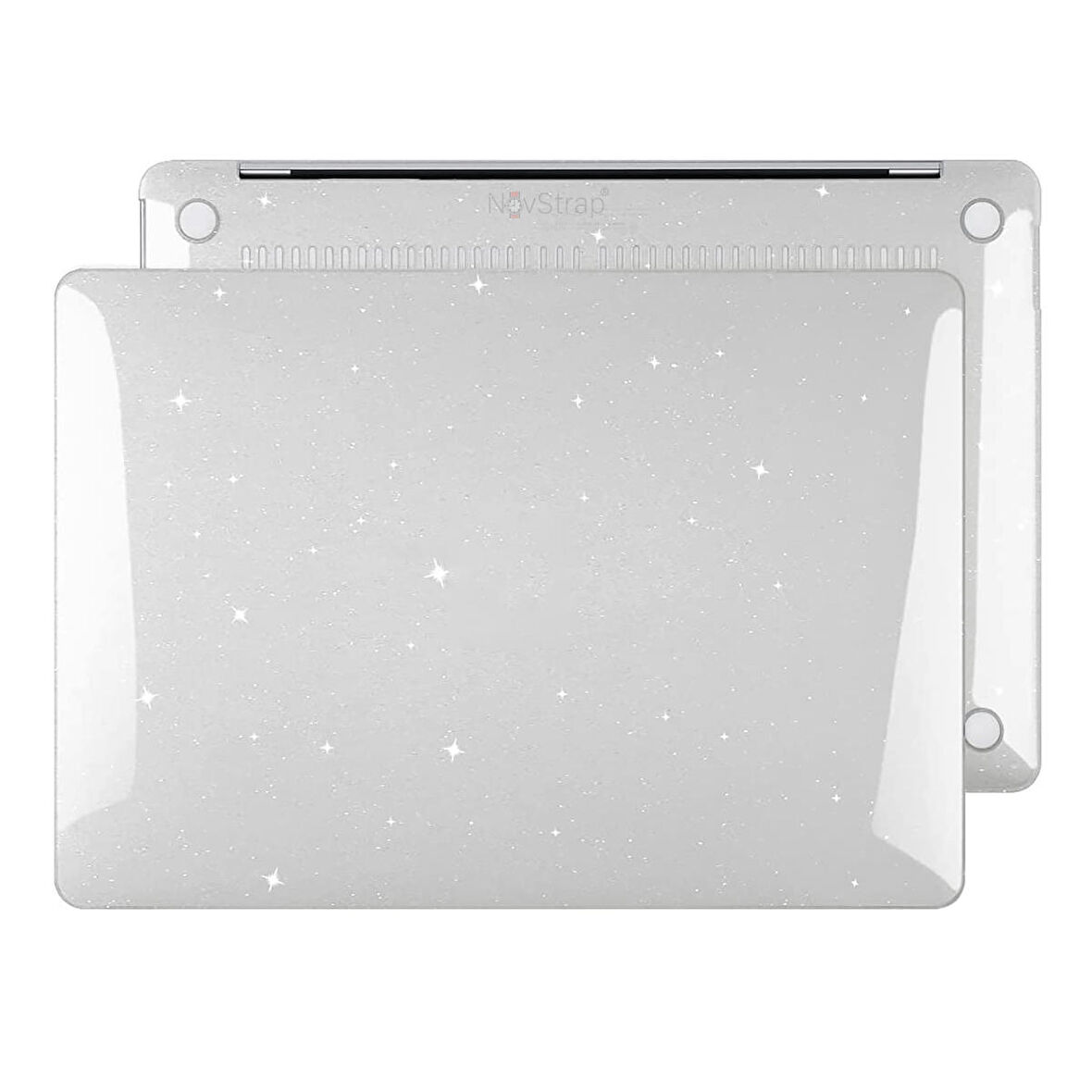 NovStrap Apple Macbook Air 15 inç A2941 ile Uyumlu Kristal Parlak Simli Kılıf Sert Glitter