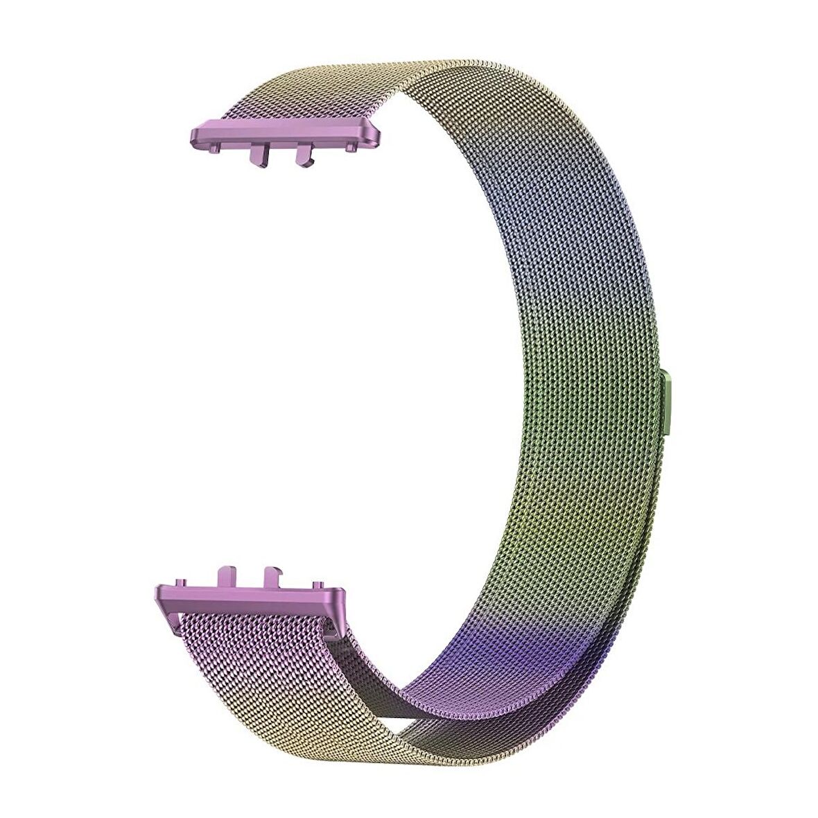 NovStrap Samsung Galaxy Fit 3 ile Uyumlu Kordon Mıknatıslı Metal Hasır Kordon Kayış