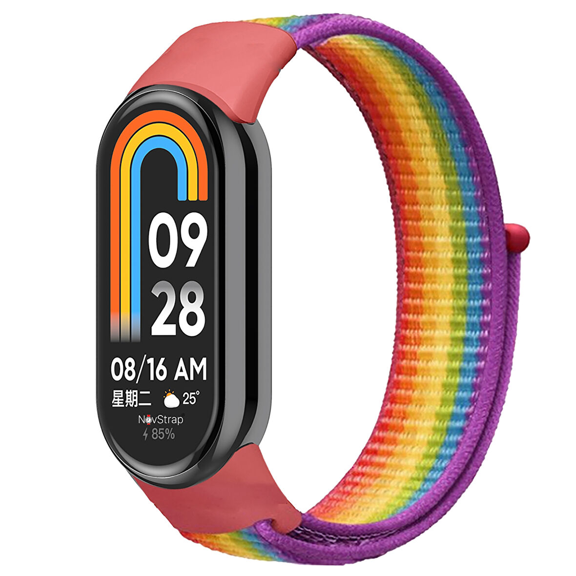 NovStrap Xiaomi Mi Band 8 ile Uyumlu Kordon Hasır Spor Dokuma Kumaş Kordon Kayış