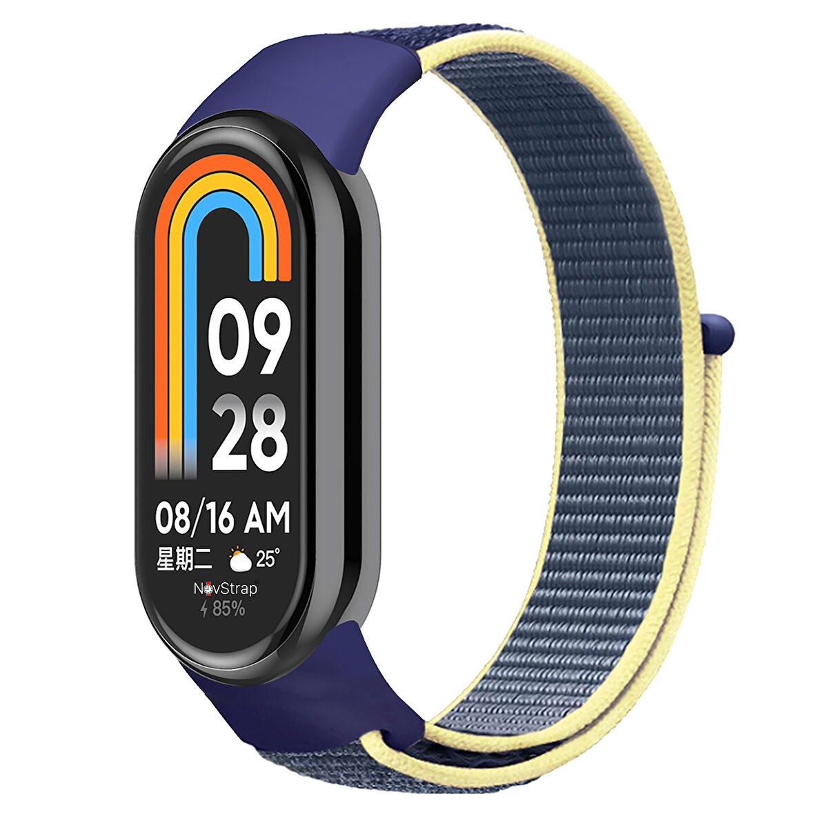 NovStrap Xiaomi Mi Band 8 ile Uyumlu Kordon Hasır Spor Dokuma Kumaş Kordon Kayış