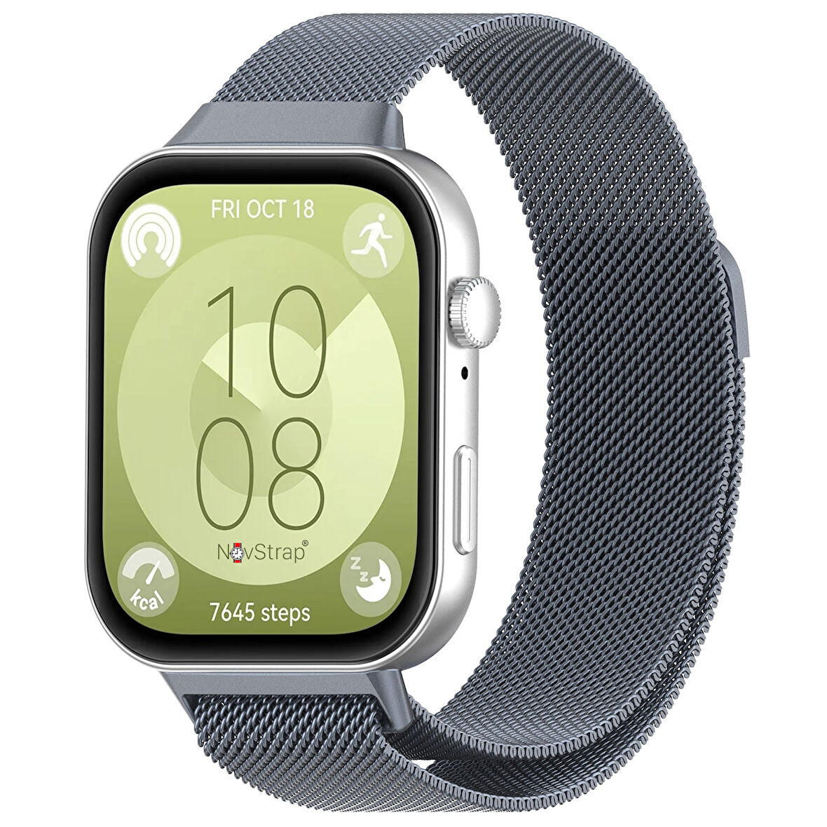 NovStrap Huawei Watch Fit 3 ile Uyumlu Kordon Kayış Metal Hasır Örgü Çelik Kordon