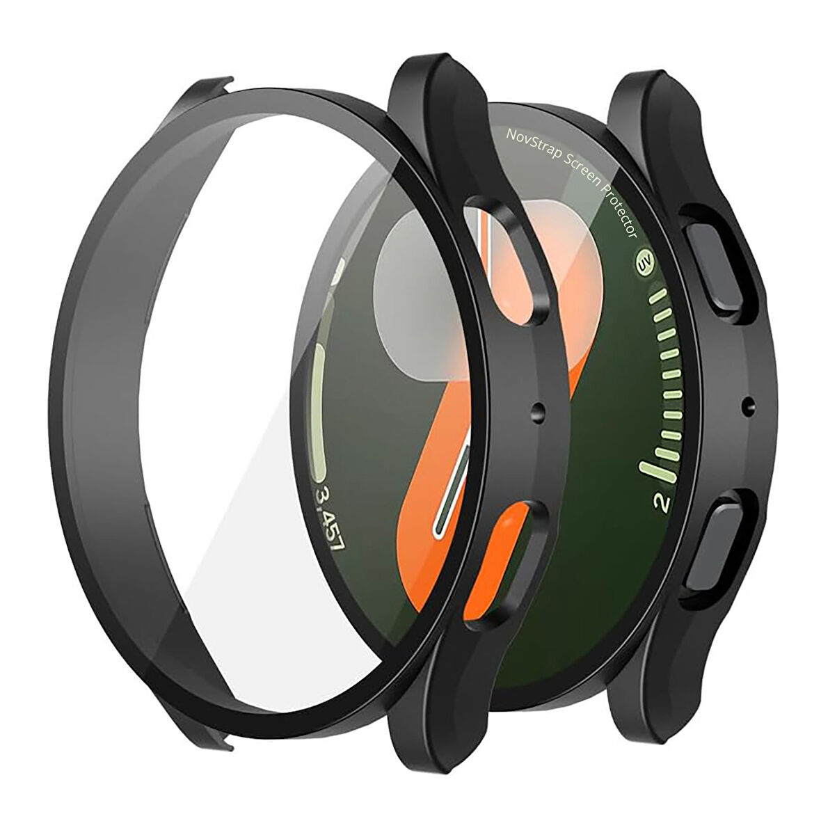NovStrap Samsung Galaxy Watch 7 Seri 40mm ile Uyumlu Ekran Koruyucu Cam Kasa Koruyucu Kılıf Sert Pc