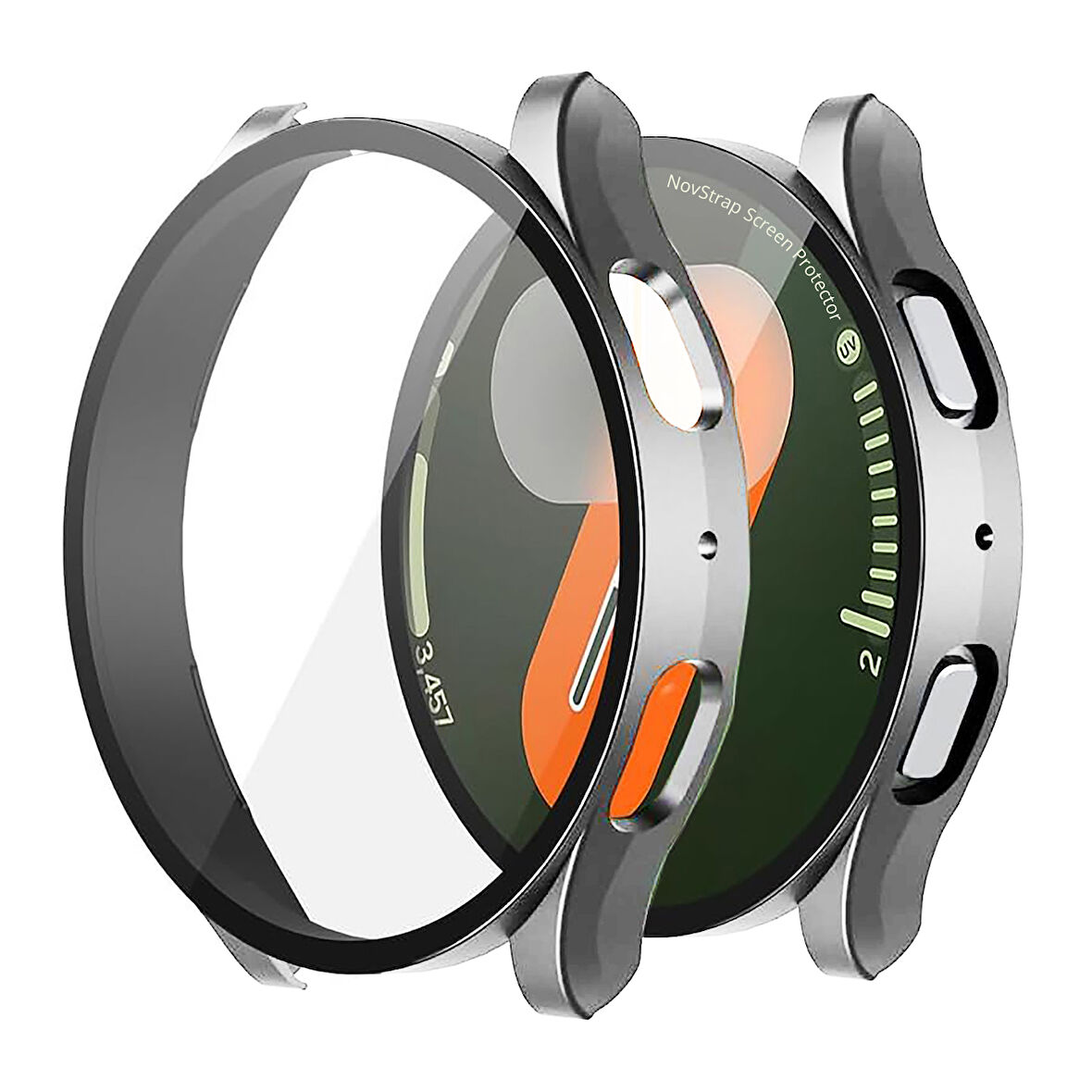 NovStrap Samsung Galaxy Watch 7 Seri 40mm ile Uyumlu Ekran Koruyucu Cam Kasa Koruyucu Kılıf Sert Pc